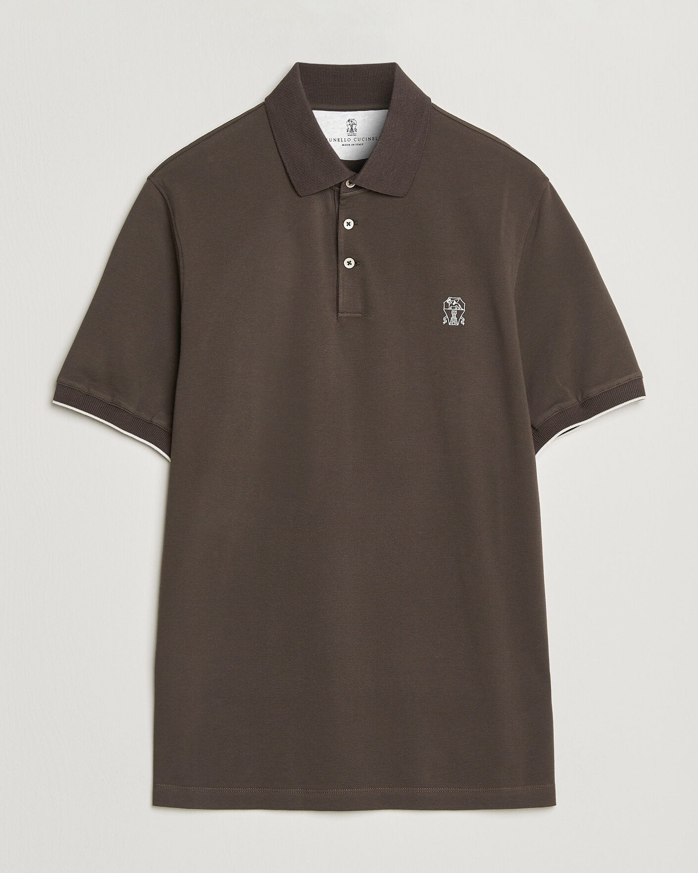 Herr | Pikéer | Brunello Cucinelli | Short Sleeve Logo Polo Dark Brown