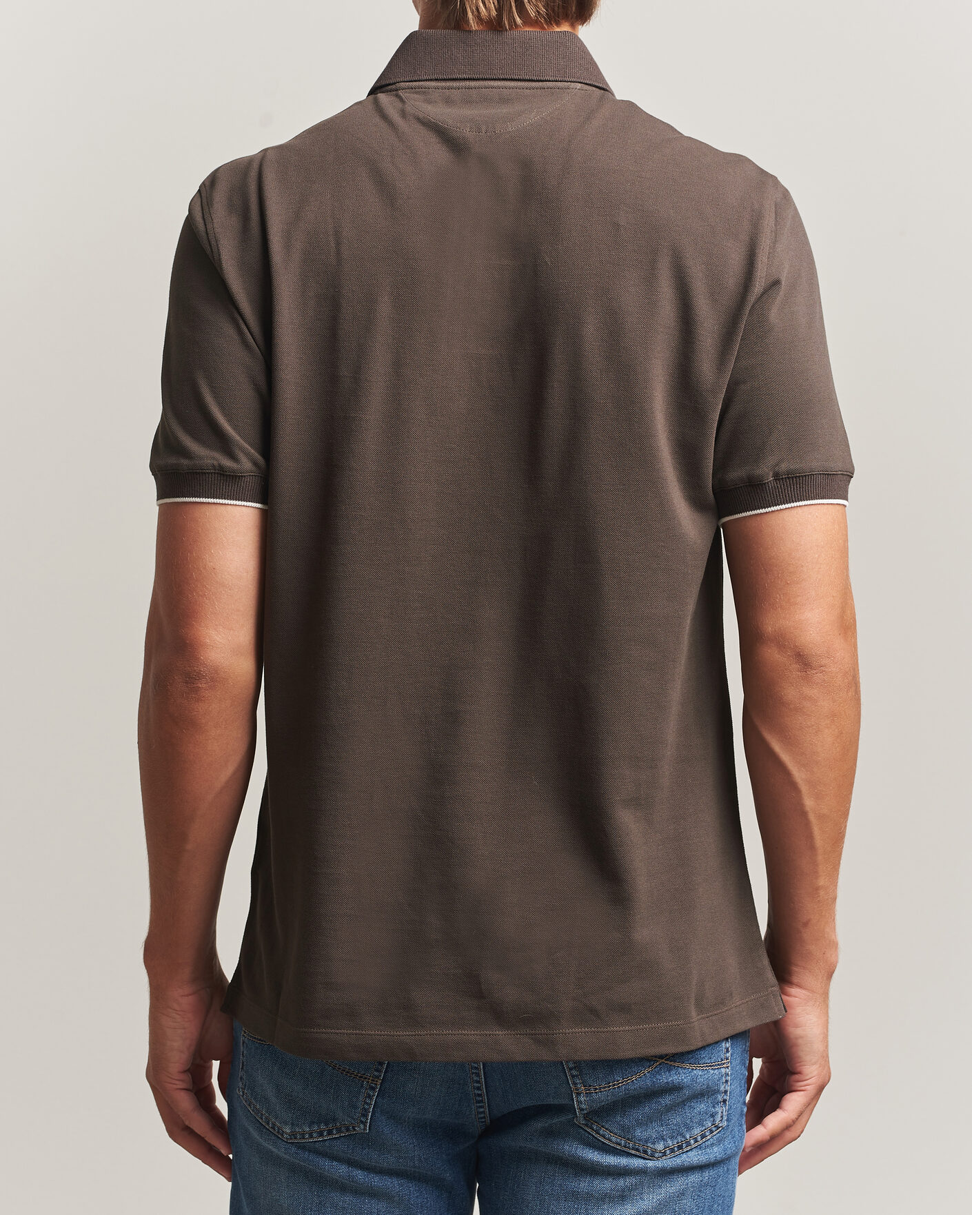 Herr | Pikéer | Brunello Cucinelli | Short Sleeve Logo Polo Dark Brown