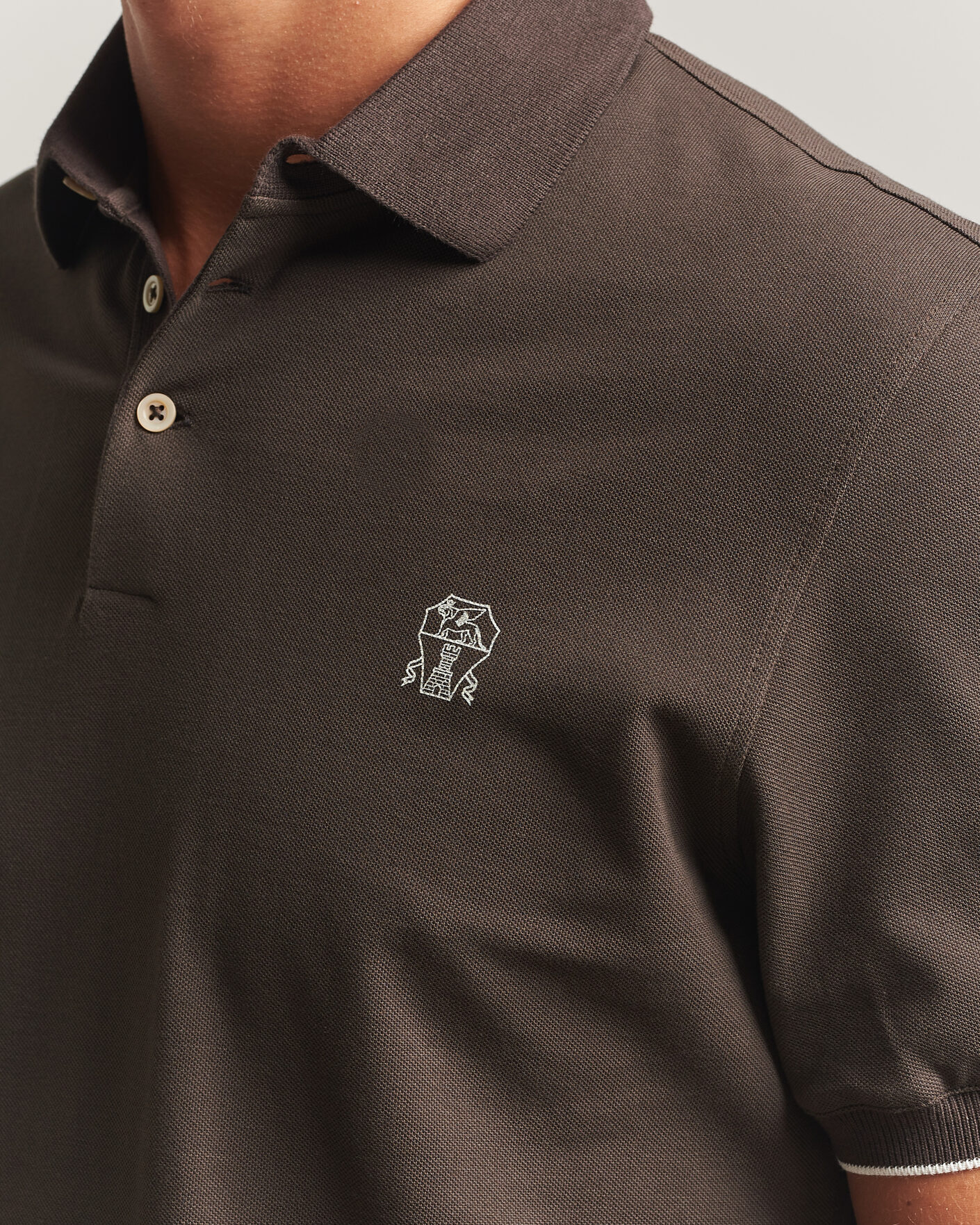 Herr | Pikéer | Brunello Cucinelli | Short Sleeve Logo Polo Dark Brown