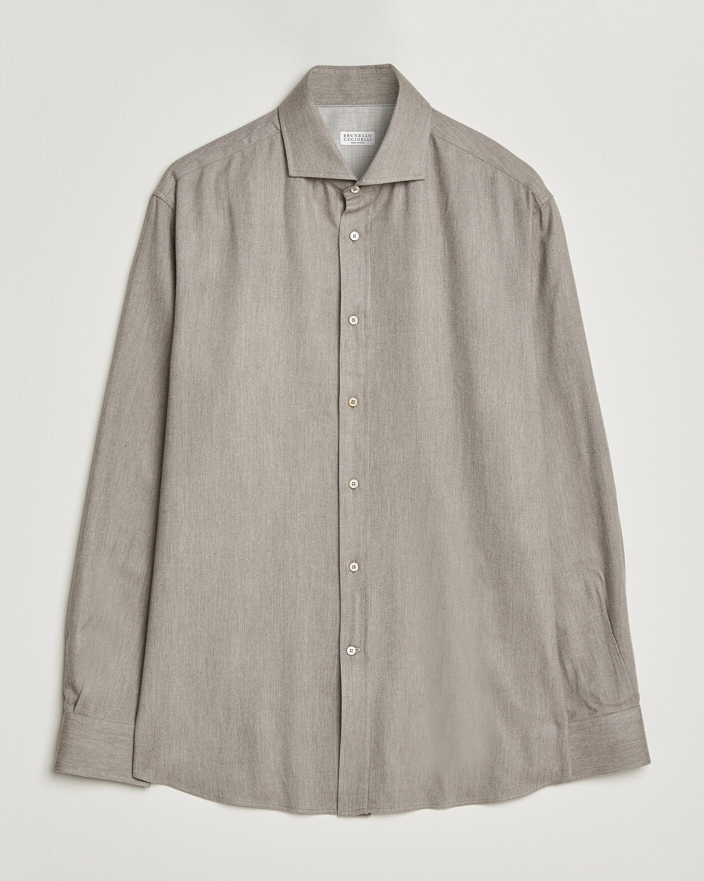 Herr | Skjortor | Brunello Cucinelli | Cotton Flannel Shirt Granite