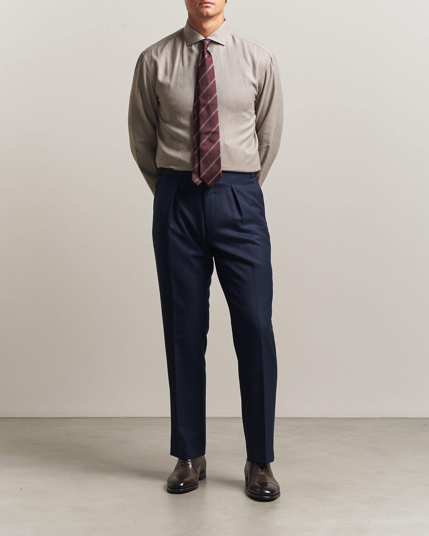 Herr | Skjortor | Brunello Cucinelli | Cotton Flannel Shirt Granite