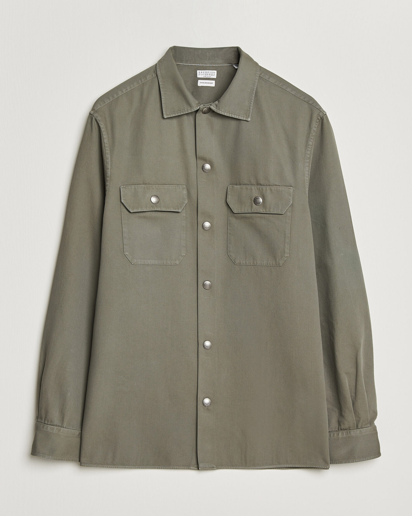 Herr | Skjortor | Brunello Cucinelli | Twill Cotton Overshirt Olive