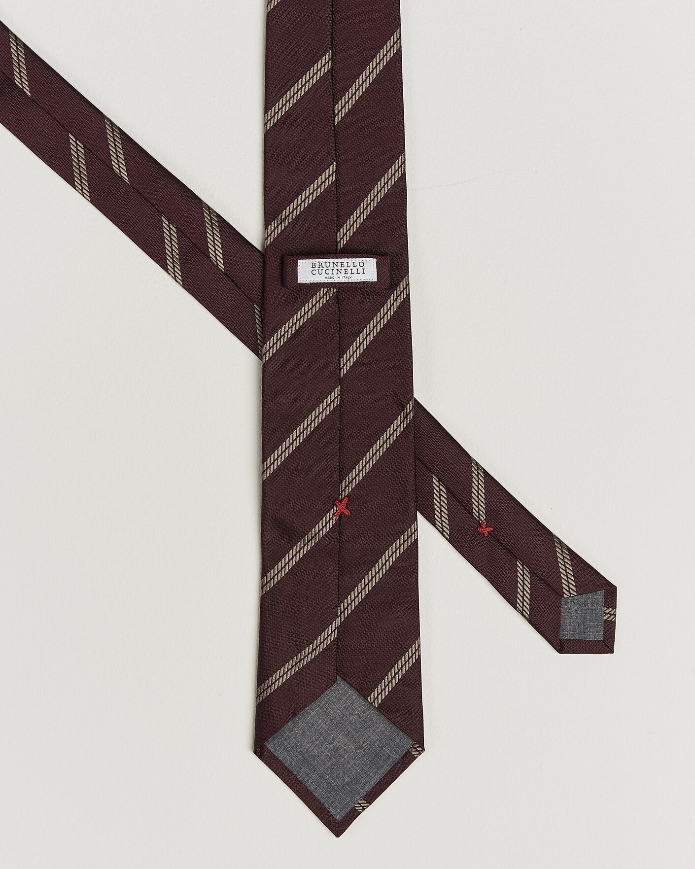 Herr | Slipsar | Brunello Cucinelli | Regimental Stripe Silk Tie Burgundy