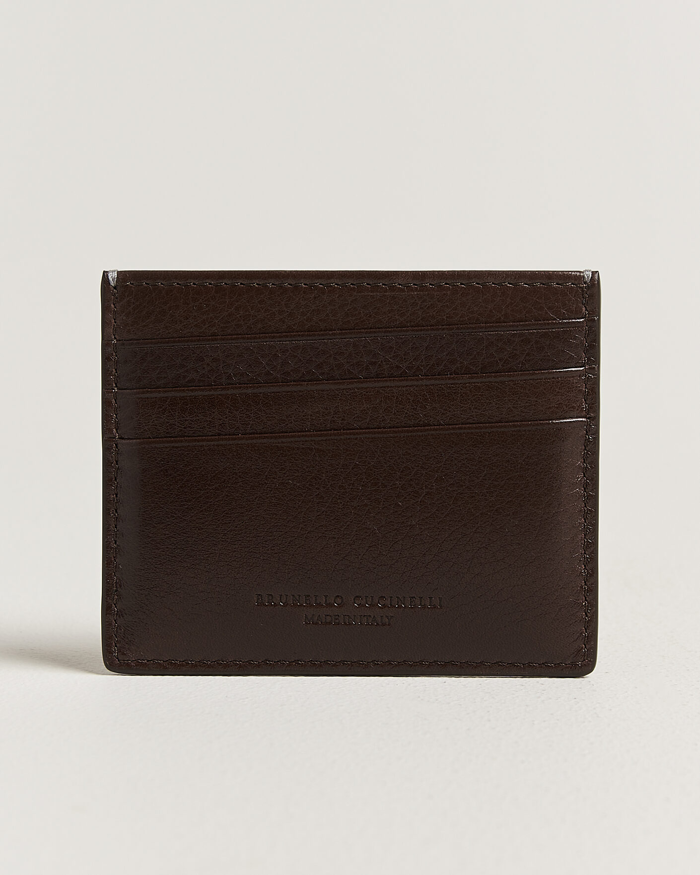 Herr | Plånböcker | Brunello Cucinelli | Grain Leather Card Holder Dark Brown