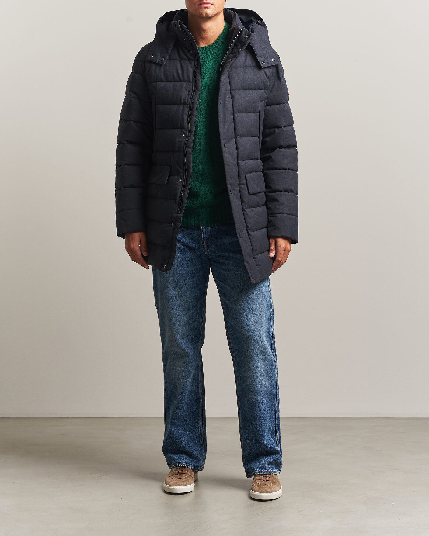 Herr | Jackor | Save The Duck | Byrne Padded Flannel Coat Navy Blue Melange