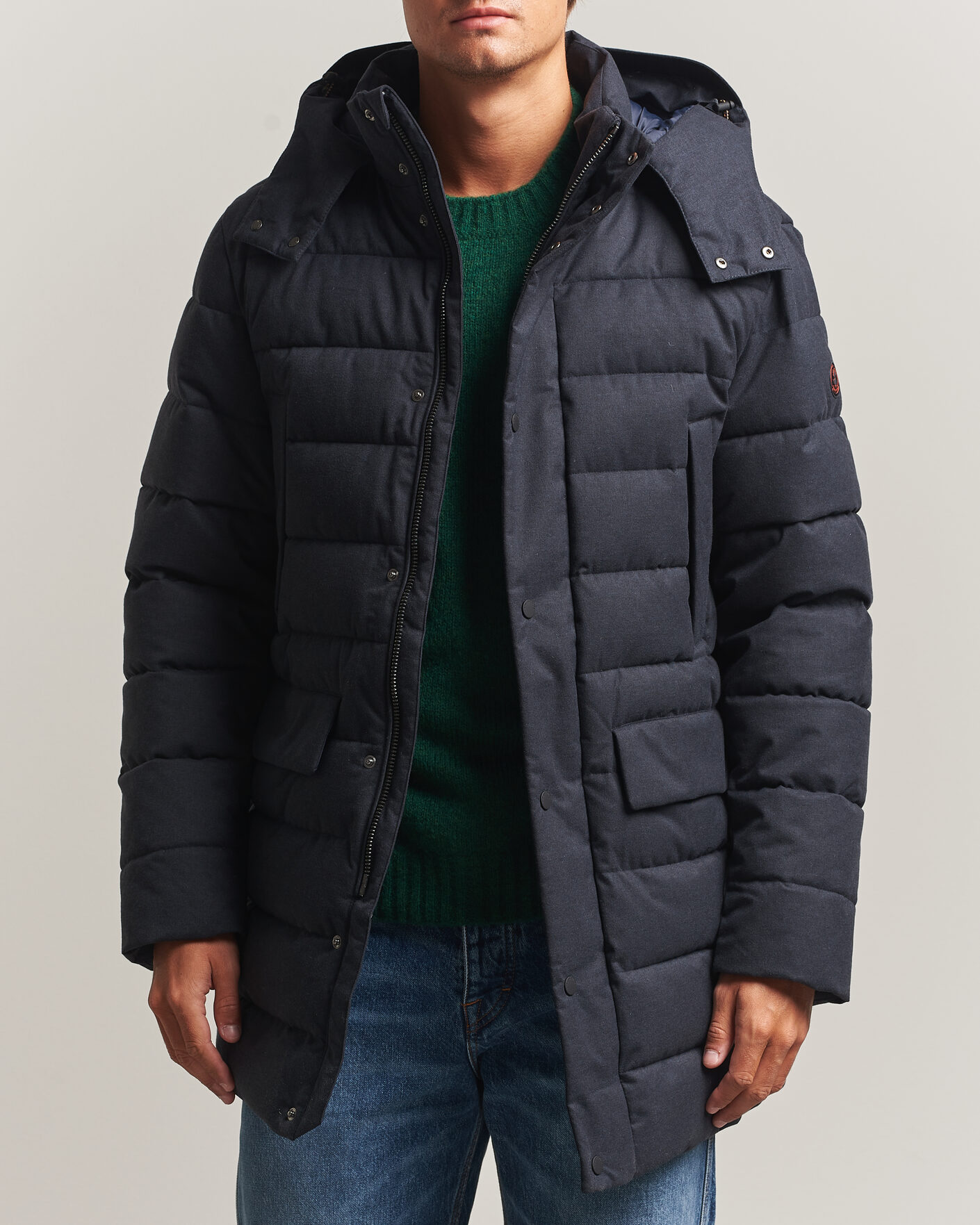 Herr | Jackor | Save The Duck | Byrne Padded Flannel Coat Navy Blue Melange