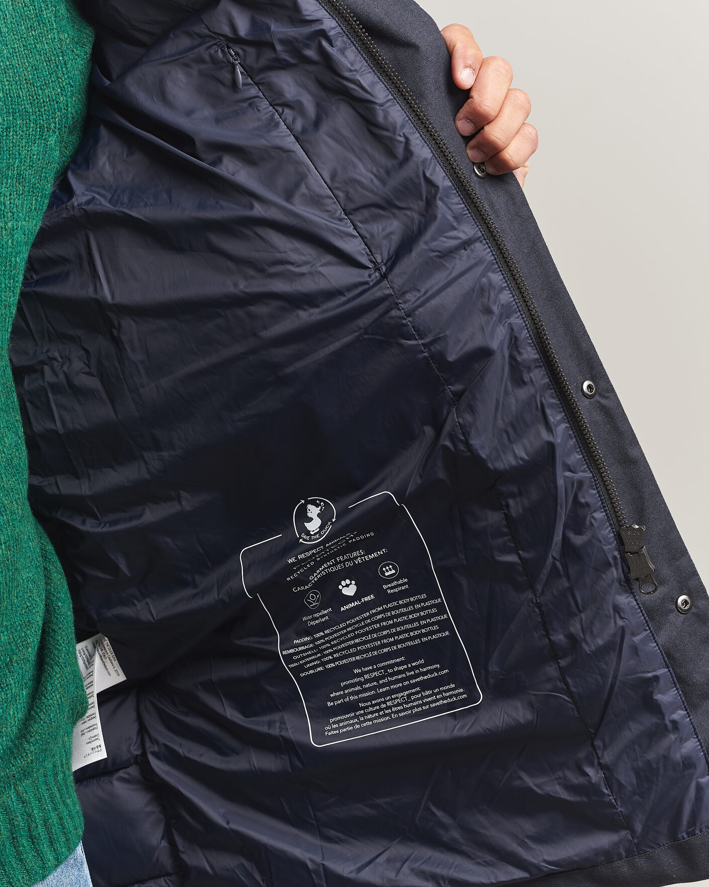 Herr | Jackor | Save The Duck | Byrne Padded Flannel Coat Navy Blue Melange