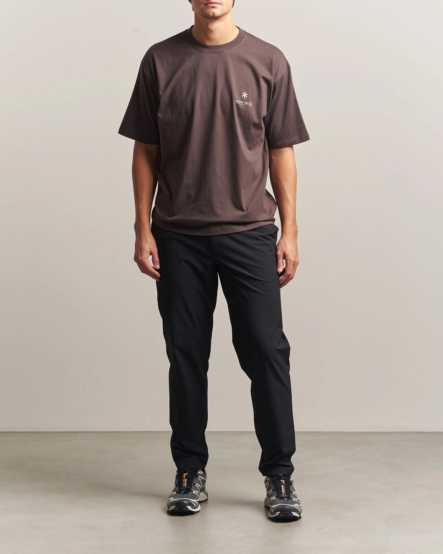 Herr | T-Shirts | Snow Peak | Soft Cotton Relaxed Logo T-Shirt Brown