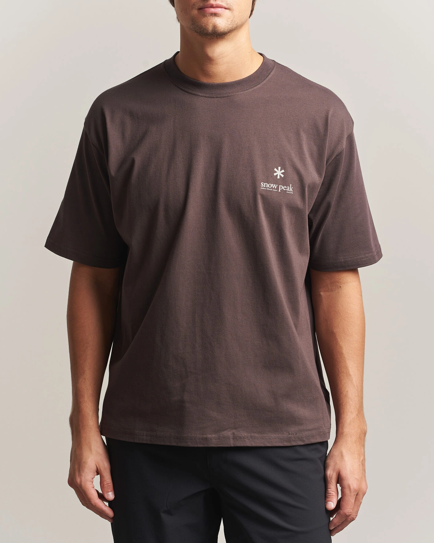 Herr | T-Shirts | Snow Peak | Soft Cotton Relaxed Logo T-Shirt Brown