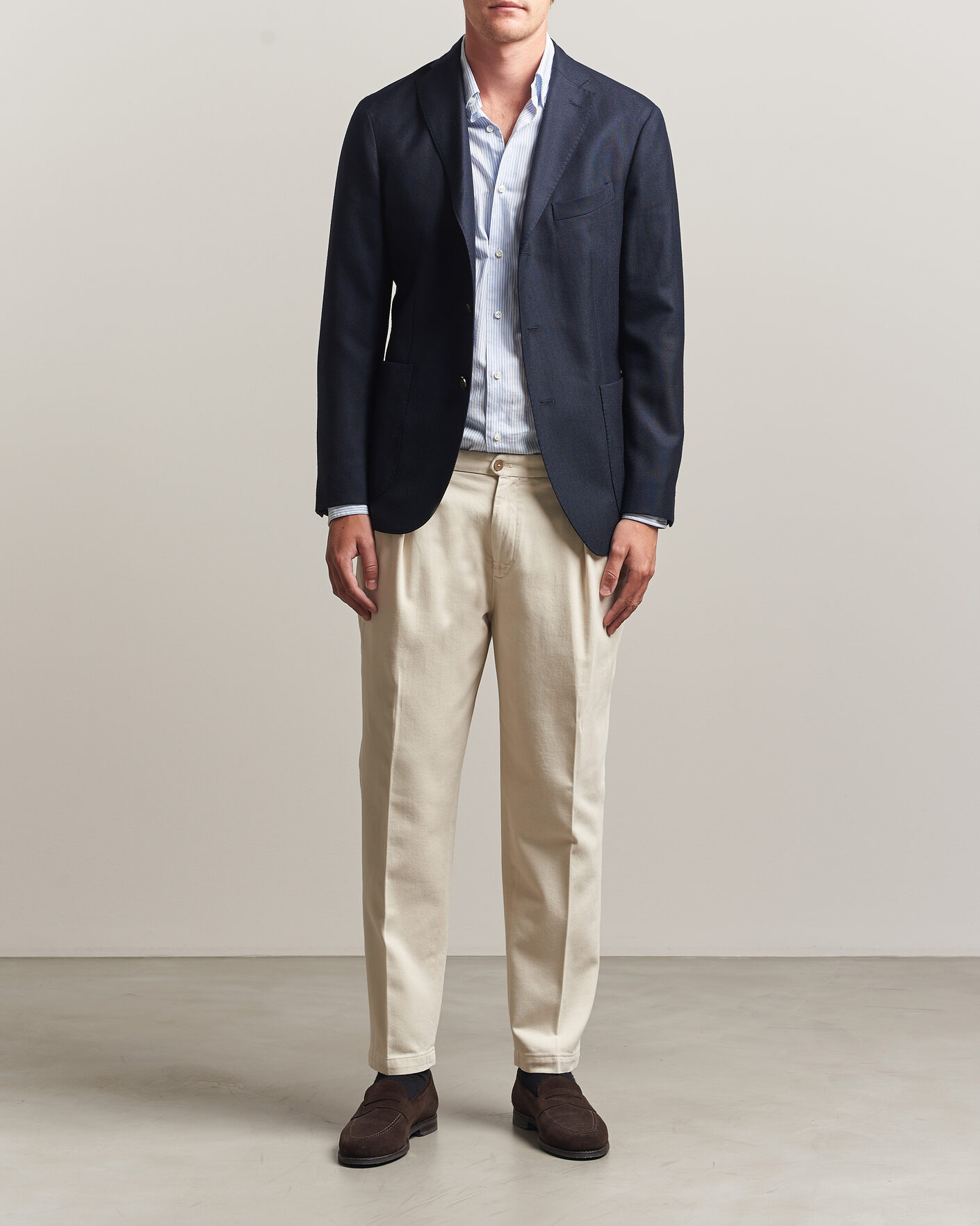 Herr | Byxor | Briglia 1949 | Portobello Loose Fit Cotton Trousers Ecru
