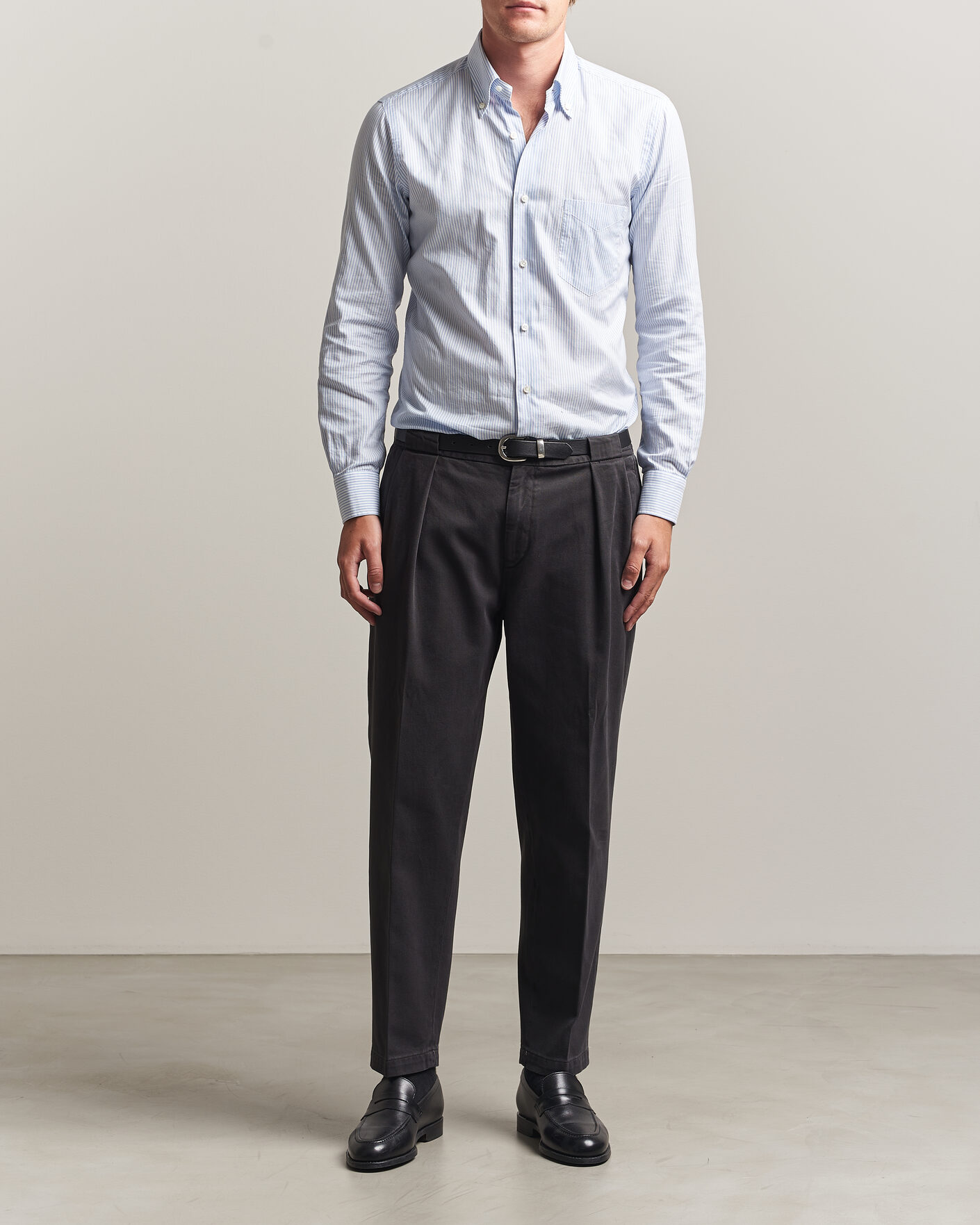 Herr | Byxor | Briglia 1949 | Portobello Loose Fit Cotton Trousers Dark Grey