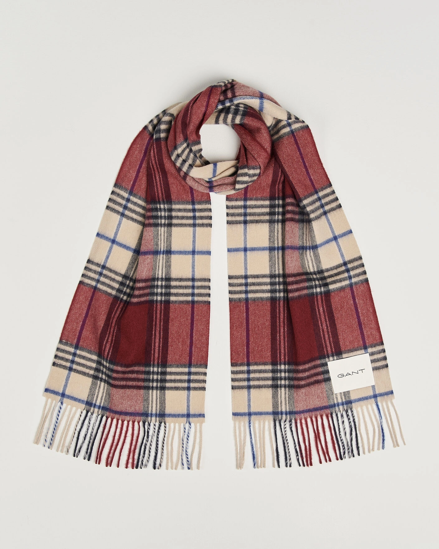 Herr | Halsdukar | Gant | Checked Wool Scarf Plumped Red
