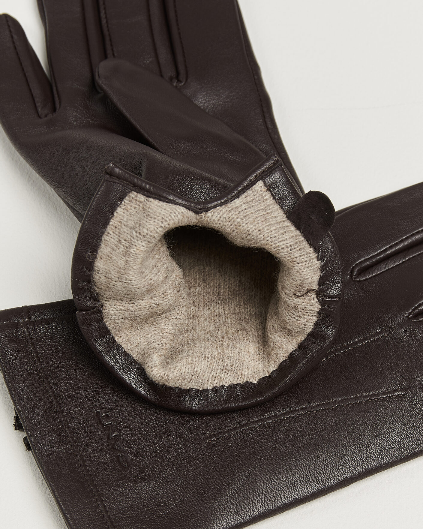 Herr | Handskar | Gant | Cashmere Lined Leather Glove Deep Brown