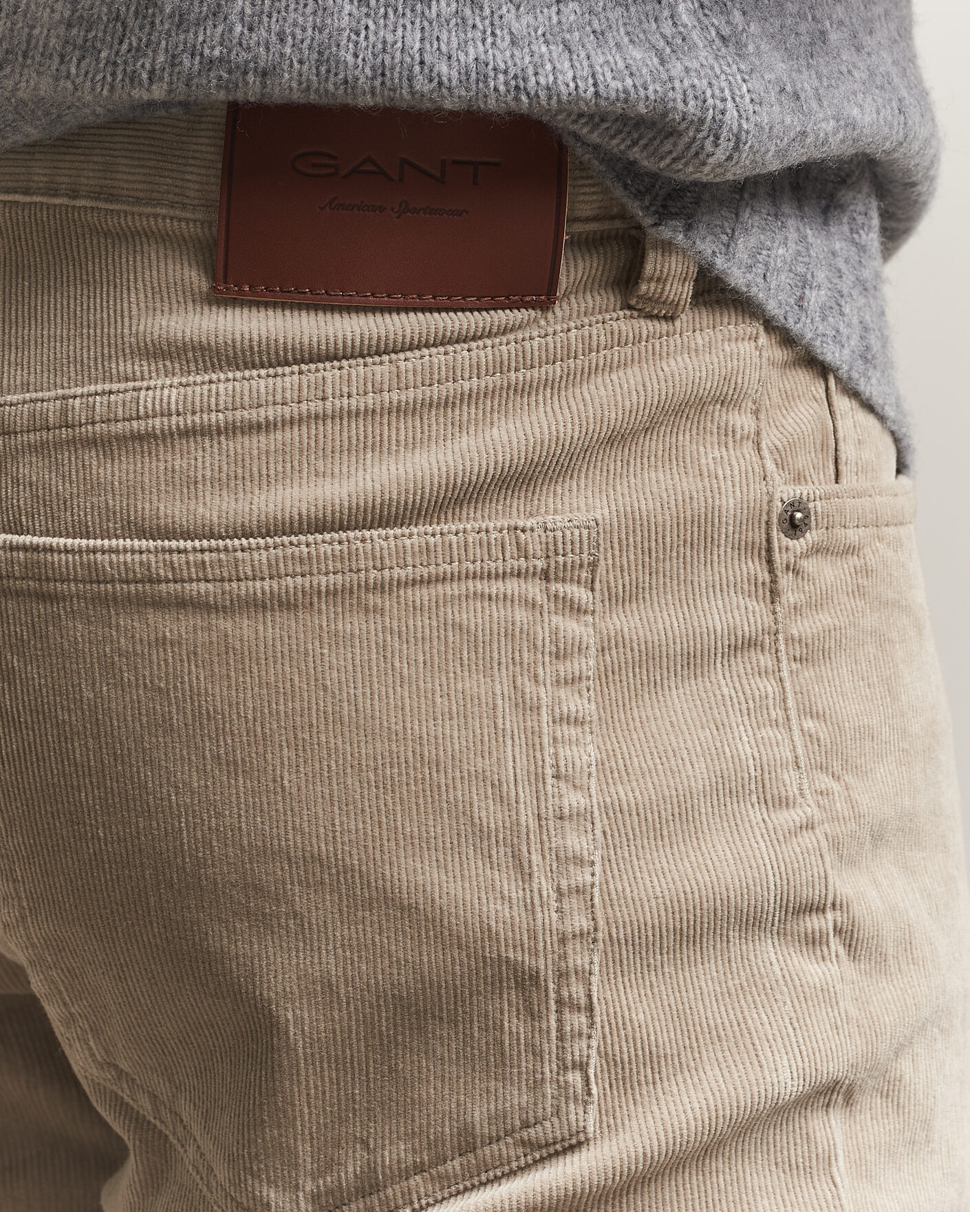 Herr | Byxor | Gant | Regular Fit Corduroy 5-Pocket Pants Mist Taupe
