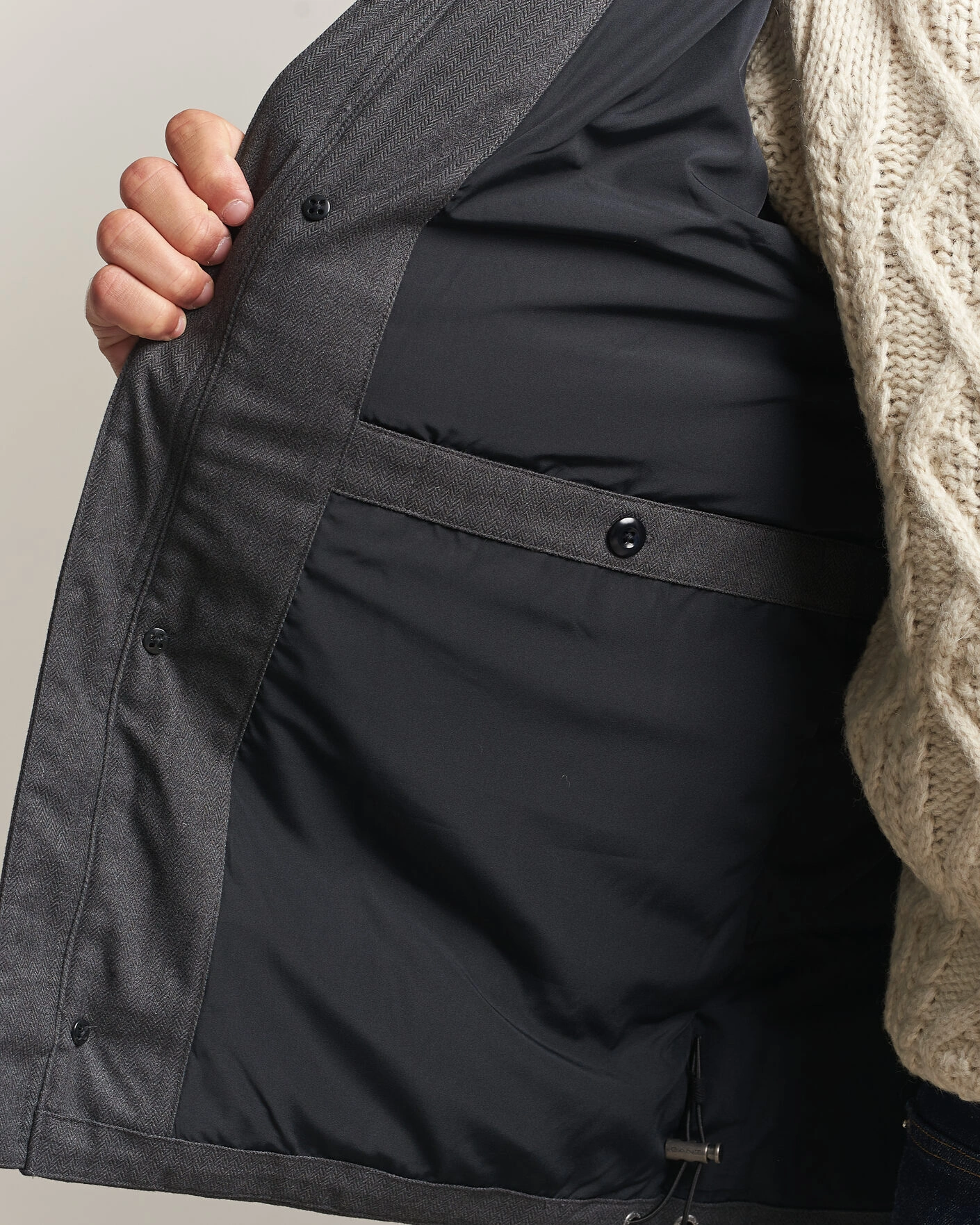 Herr | Jackor | Gant | Flannel Down Hooded Jacket Black Grey