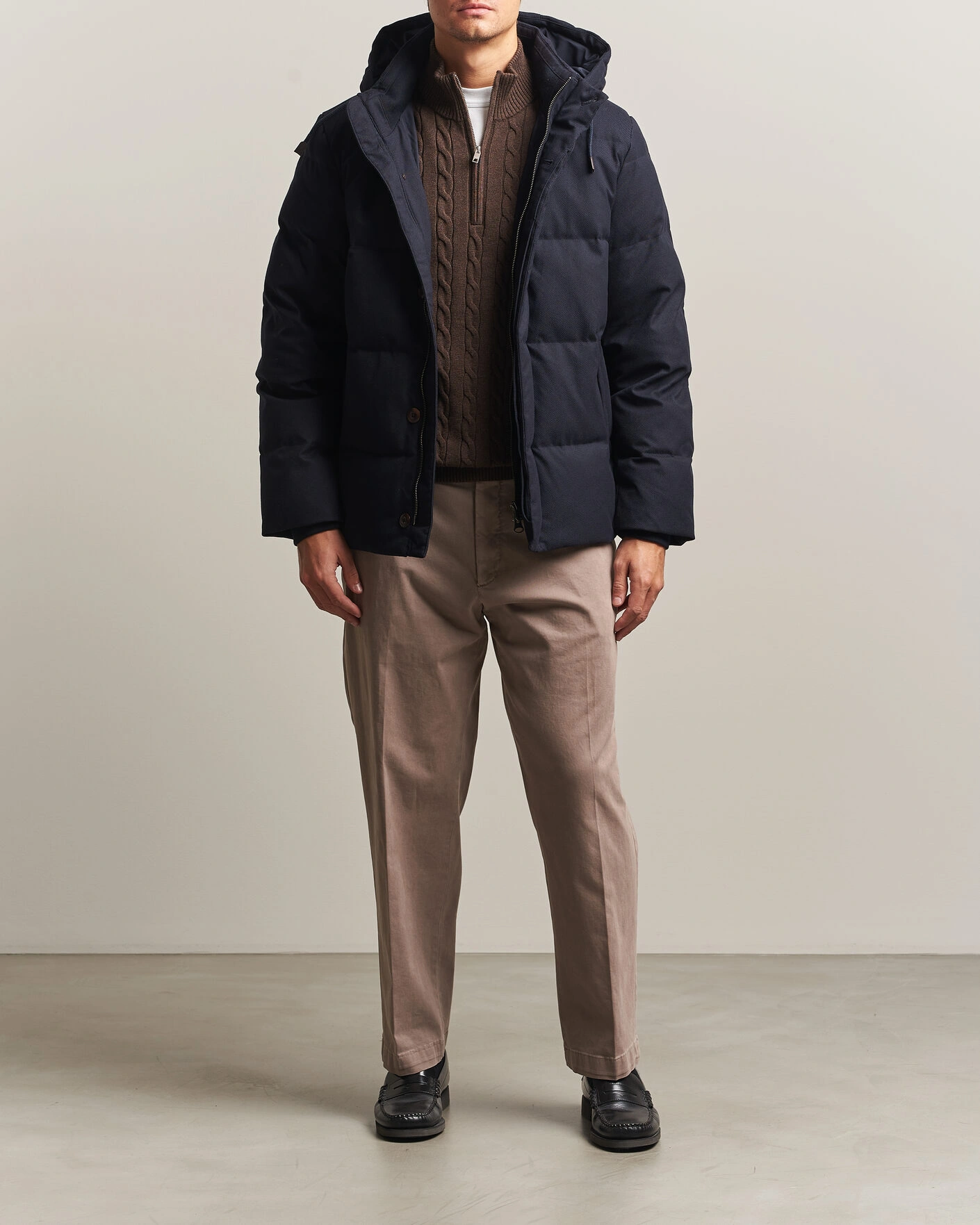 Herr | Jackor | Gant | Flannel Down Hooded Jacket Evening Blue