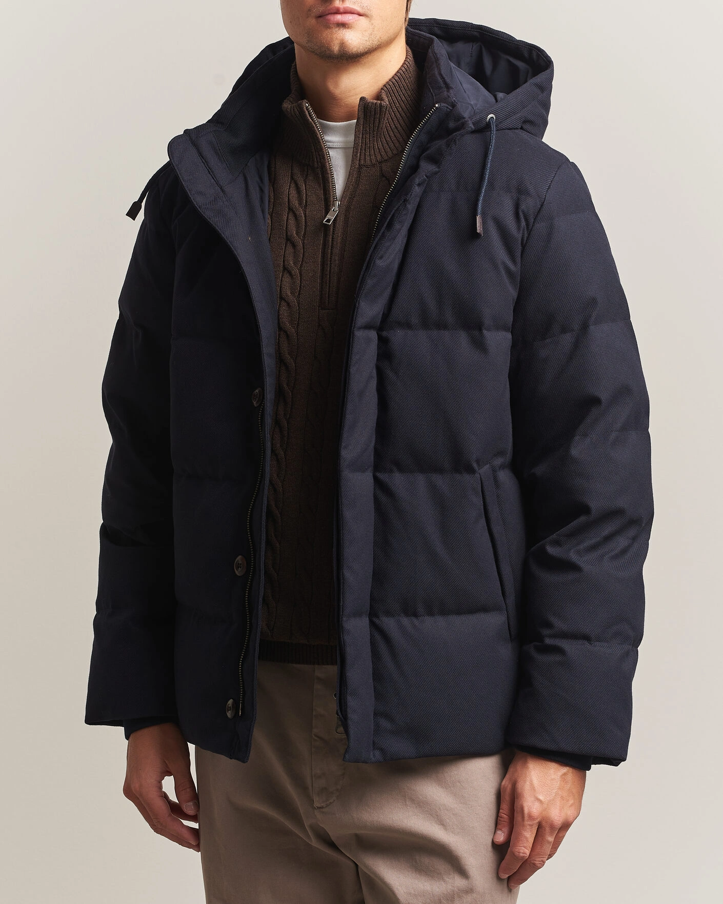 Herr | Jackor | Gant | Flannel Down Hooded Jacket Evening Blue