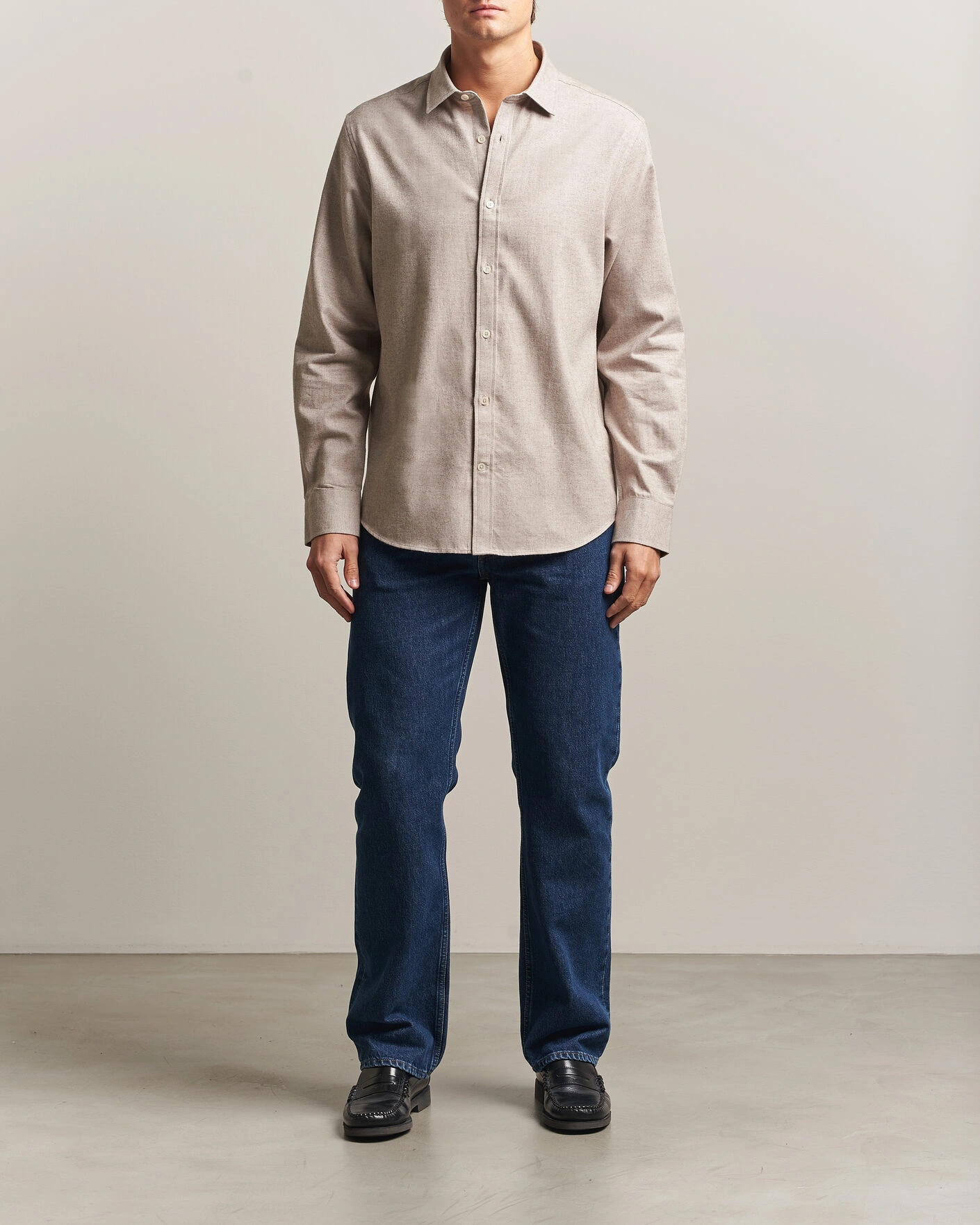 Herr | Skjortor | Gant | Regular Fit Flannel Shirt Light Brown Melange