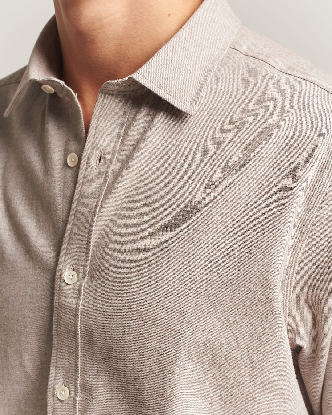 Herr | Skjortor | Gant | Regular Fit Flannel Shirt Light Brown Melange