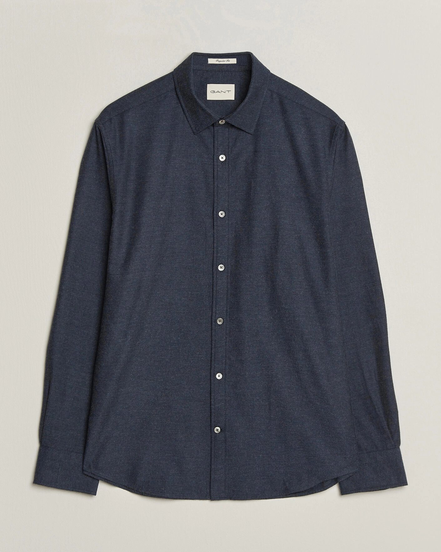 Herr | Skjortor | Gant | Regular Fit Flannel Shirt Dark Navy Melange