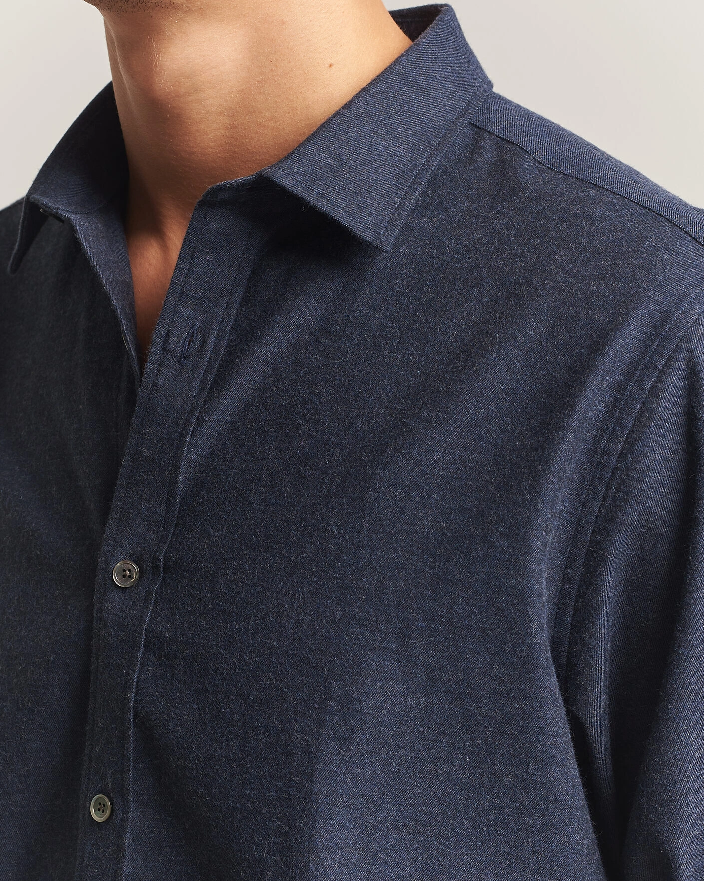 Herr | Skjortor | Gant | Regular Fit Flannel Shirt Dark Navy Melange