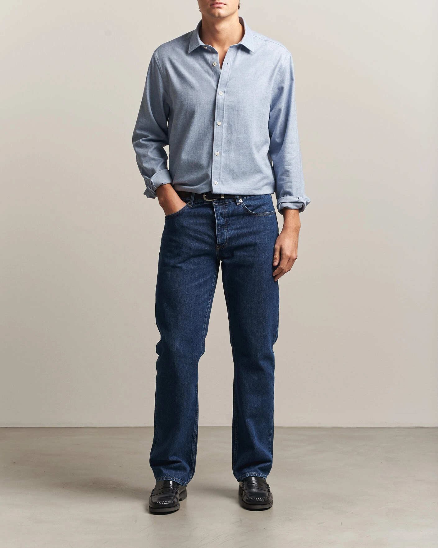 Herr | Skjortor | Gant | Regular Fit Flannel Shirt Light Blue Melange