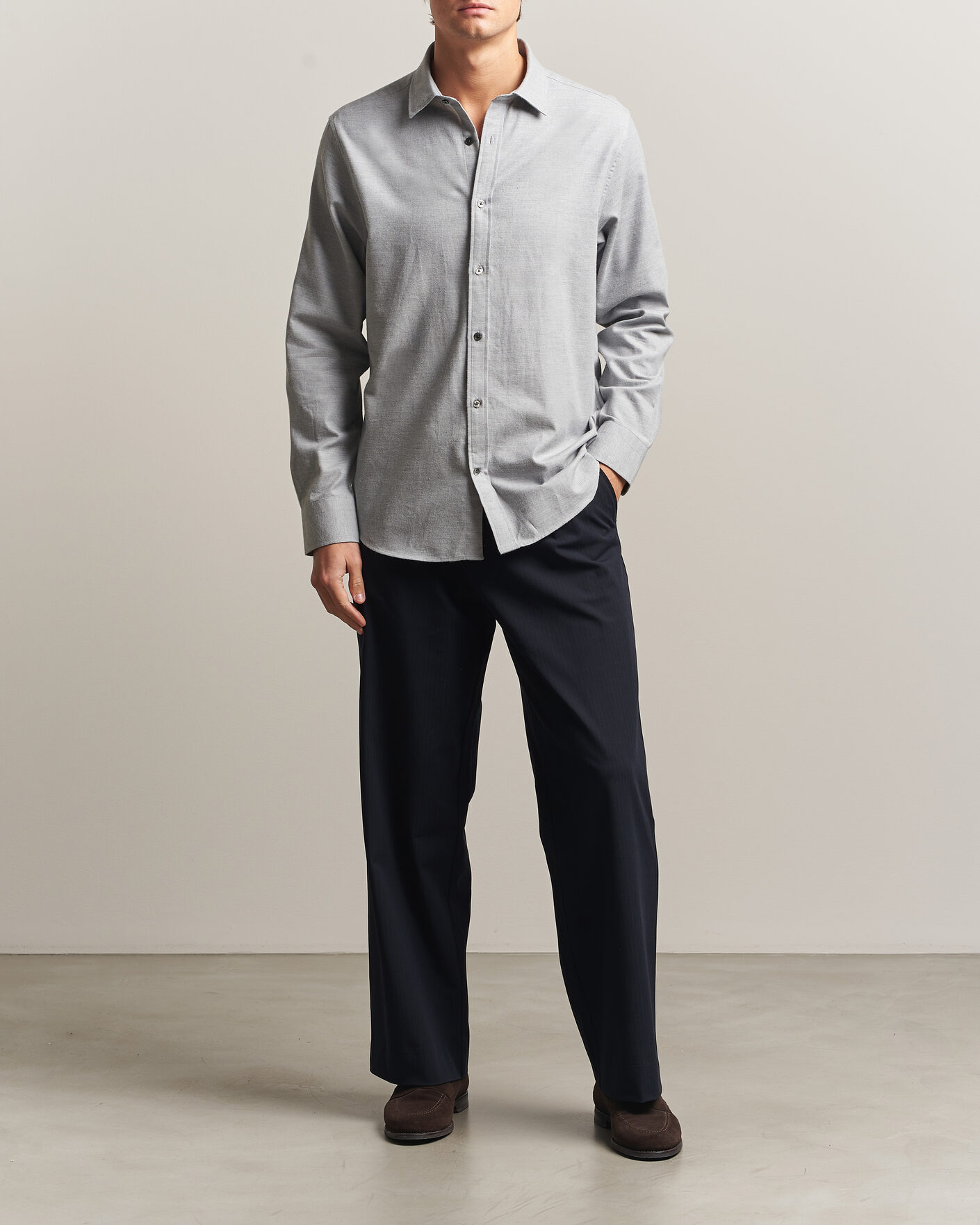 Herr | Skjortor | Gant | Regular Fit Flannel Shirt Grey Melange