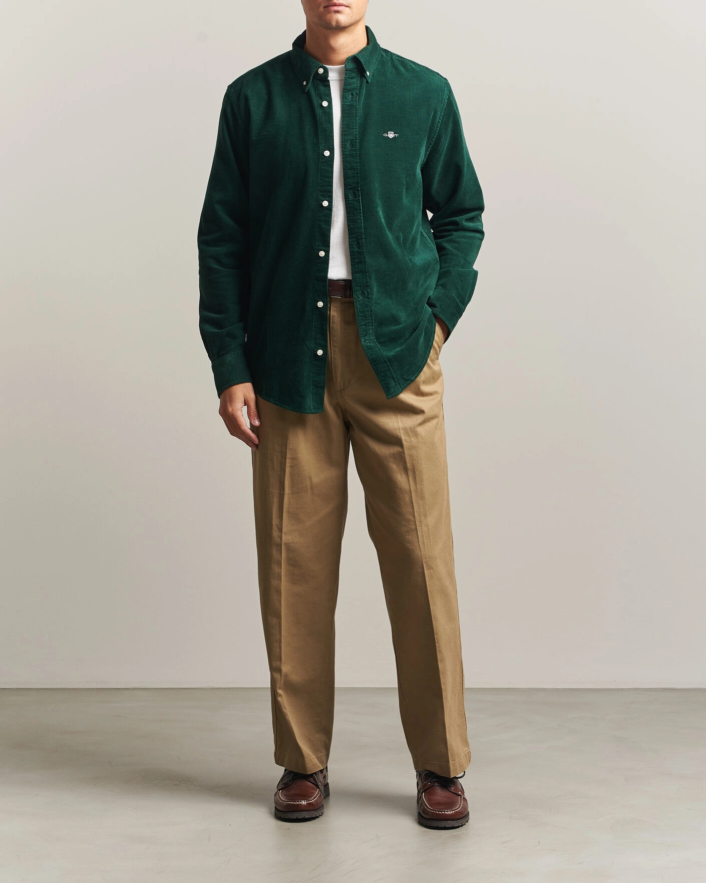 Herr | Skjortor | Gant | Regular Fit Corduroy Shirt Tartan Green