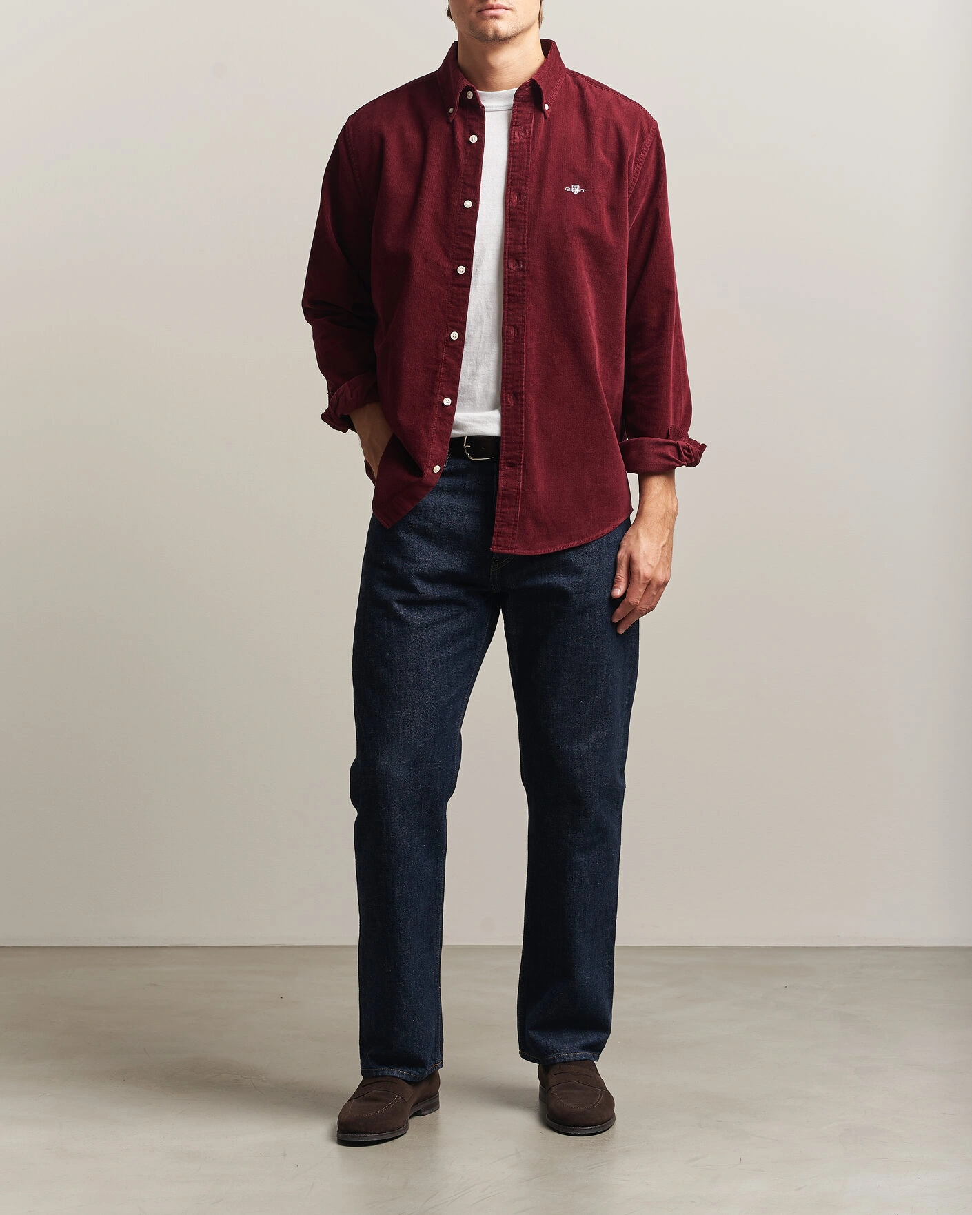 Herr | Skjortor | Gant | Regular Fit Corduroy Shirt Deep Grape Wine