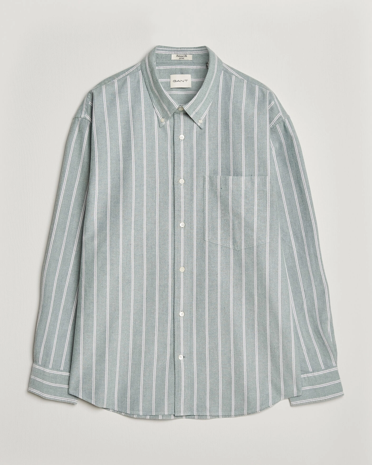 Herr | Skjortor | Gant | Relaxed Fit Brushed Oxford Striped Shirt Dark Emerald