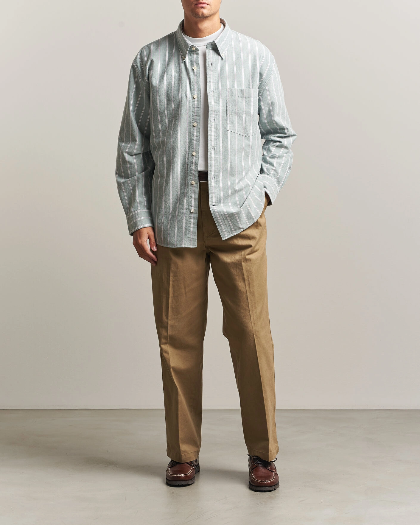 Herr | Skjortor | Gant | Relaxed Fit Brushed Oxford Striped Shirt Dark Emerald