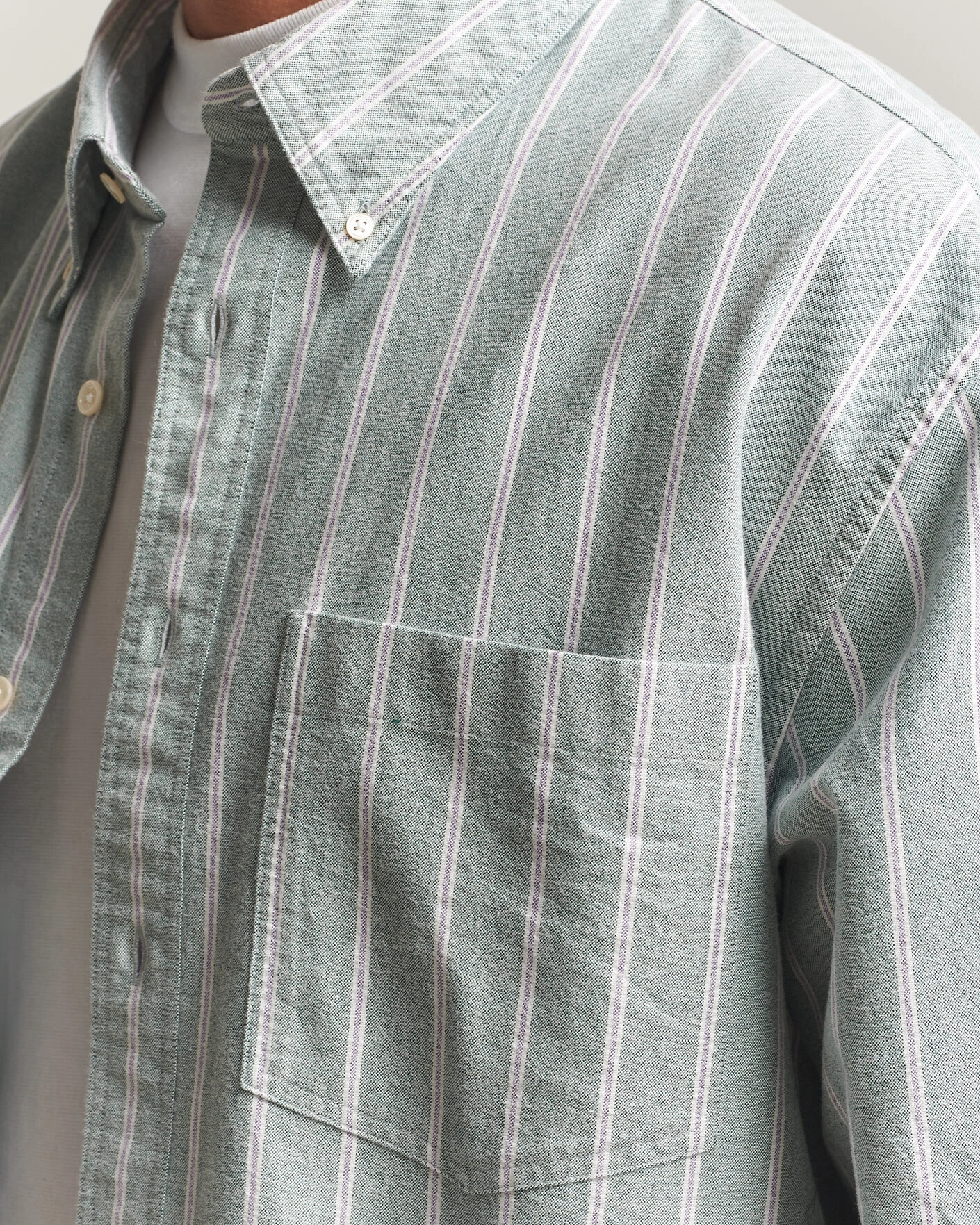 Herr | Skjortor | Gant | Relaxed Fit Brushed Oxford Striped Shirt Dark Emerald