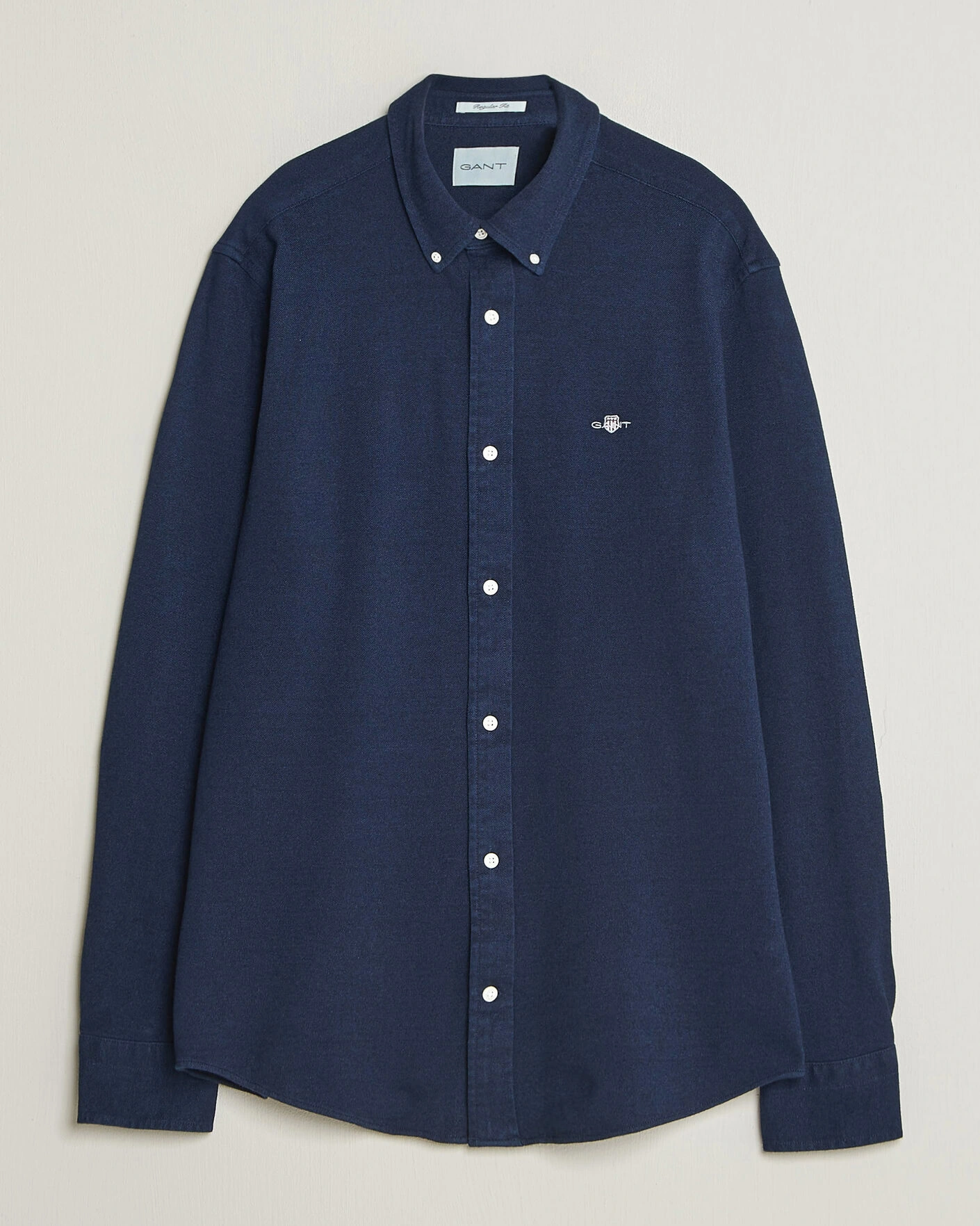 Herr | Skjortor | Gant | Regular Fit Indigo Jersey Pique Shirt Dark Blue