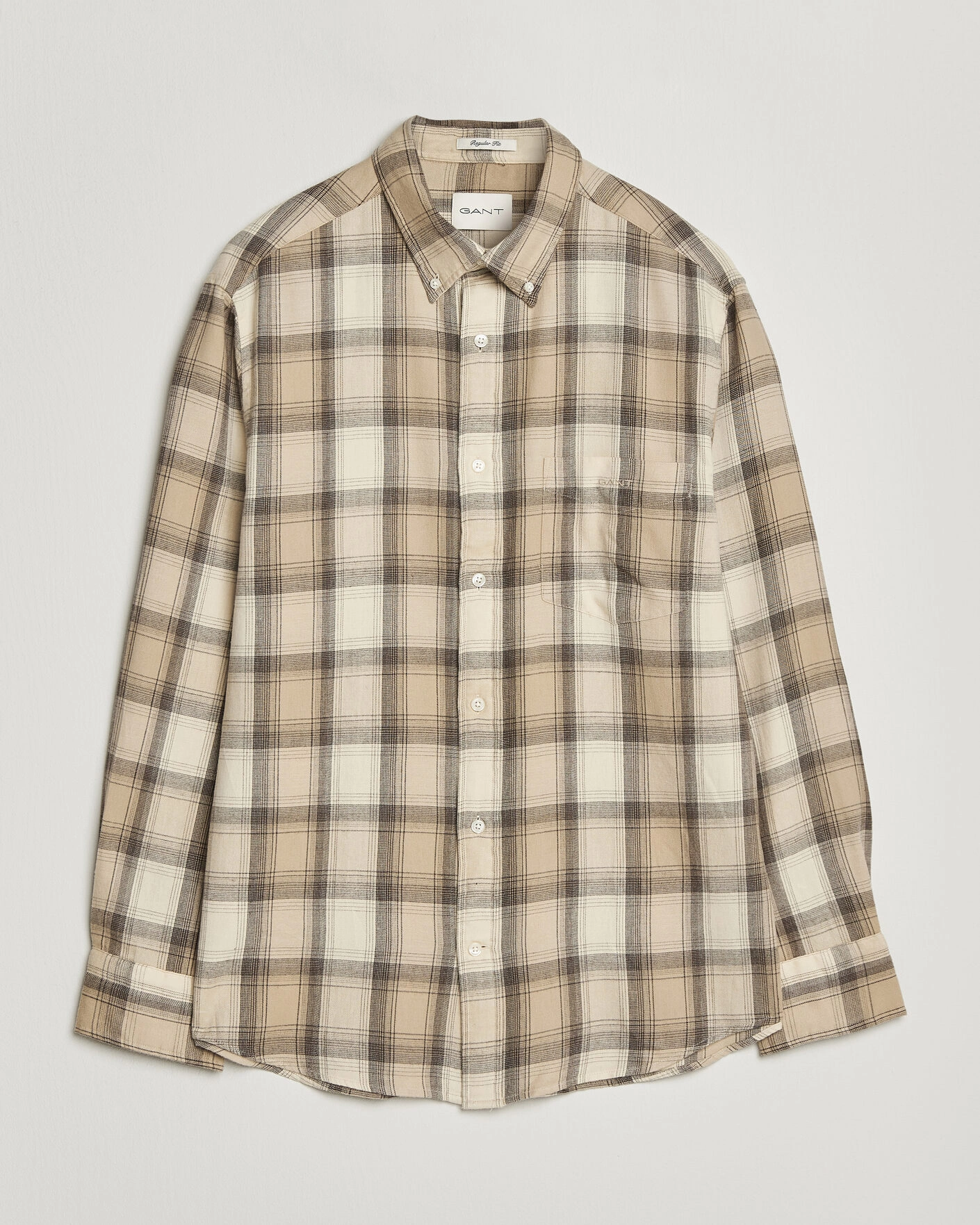 Herr | Skjortor | Gant | Regular Fit Windblown Flannel Checked Shirt Dry Sand