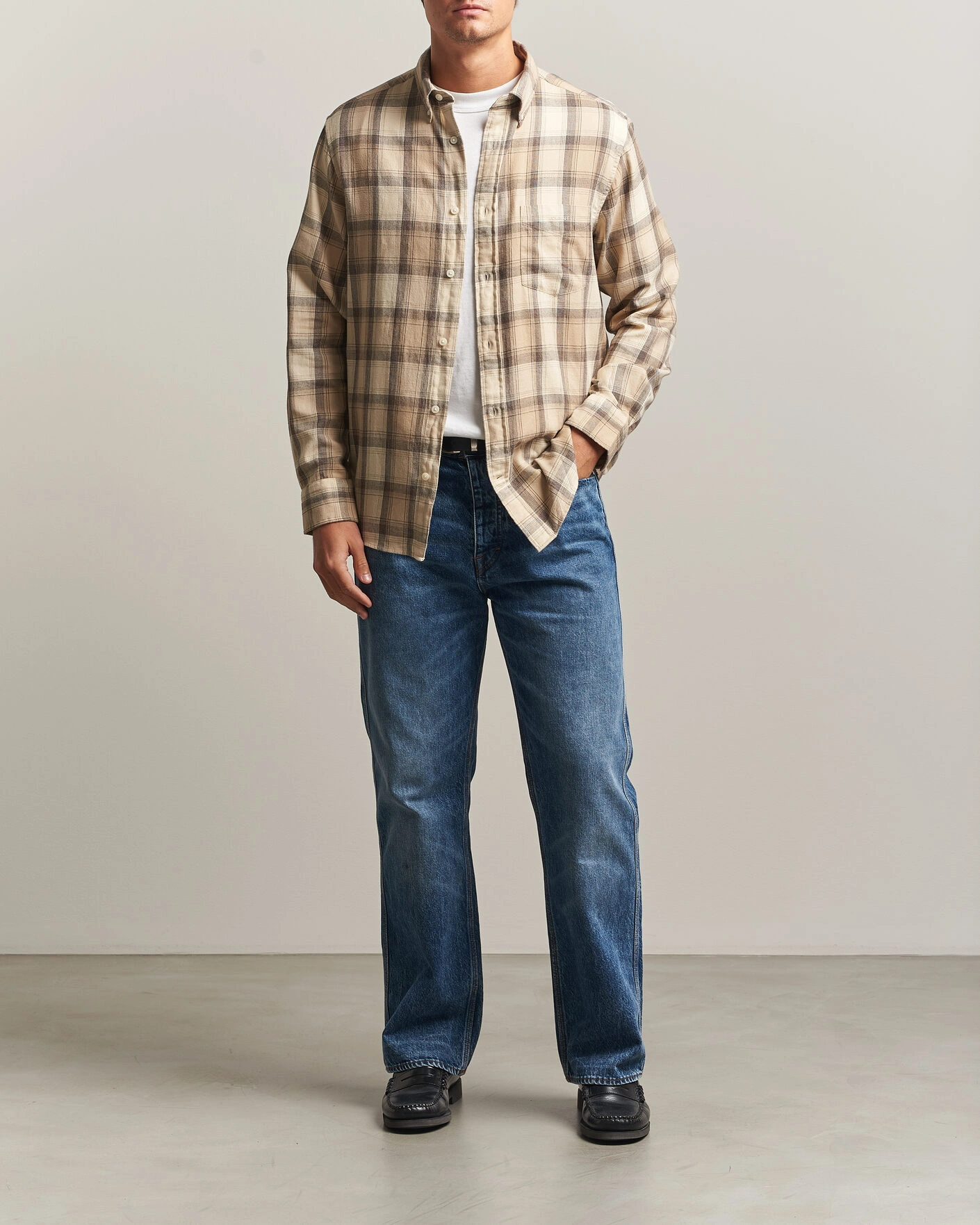 Herr | Skjortor | Gant | Regular Fit Windblown Flannel Checked Shirt Dry Sand