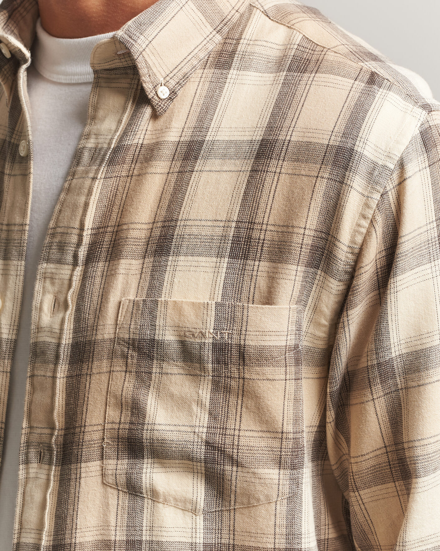 Herr | Skjortor | Gant | Regular Fit Windblown Flannel Checked Shirt Dry Sand