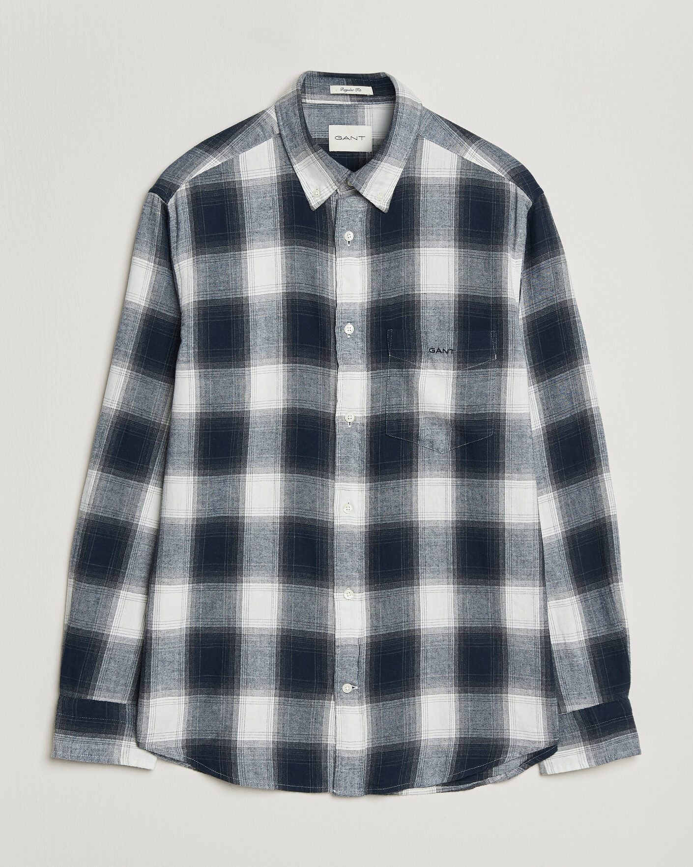 Herr | Skjortor | Gant | Regular Fit Windblown Flannel Checked Shirt Evening Blue