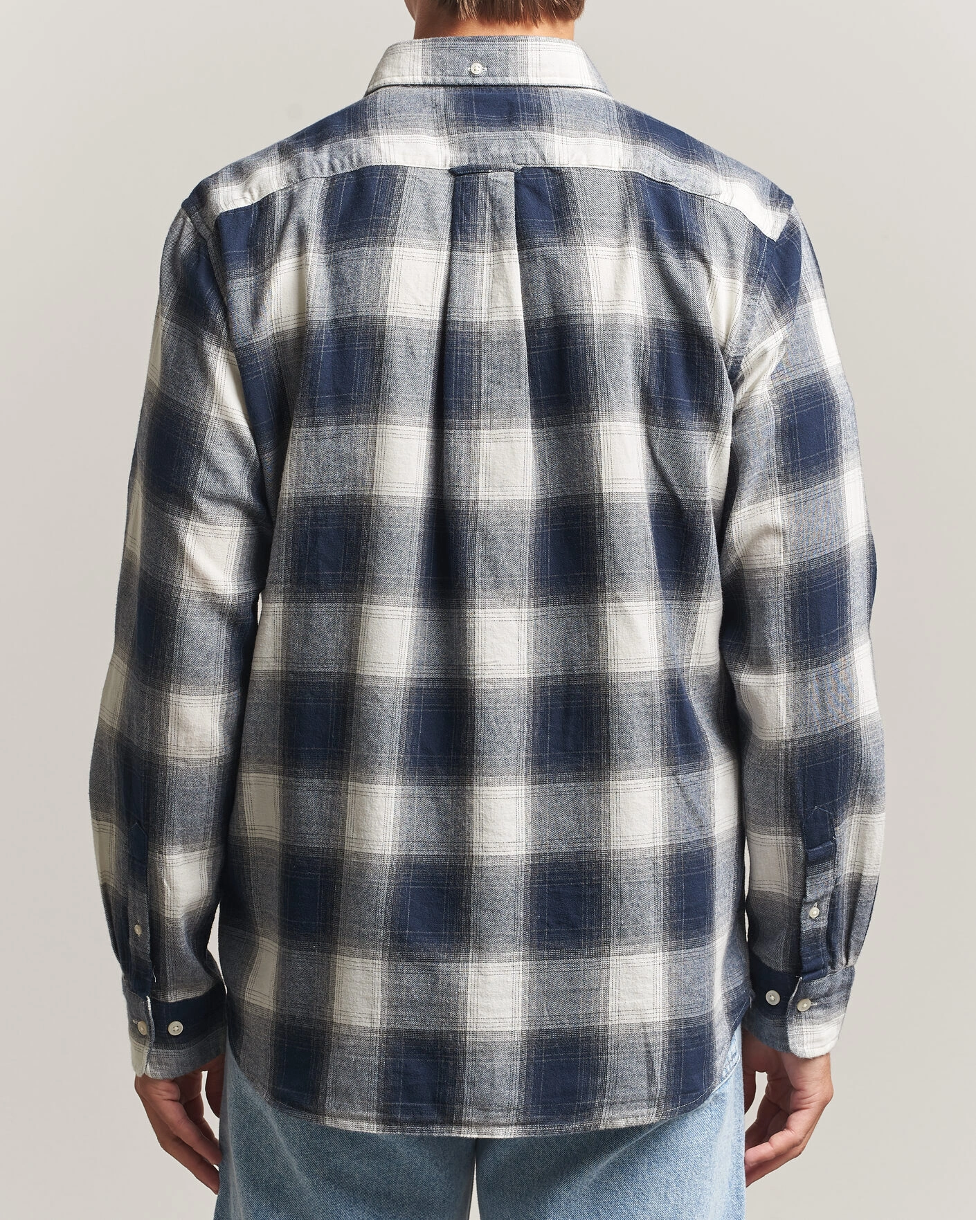 Herr | Skjortor | Gant | Regular Fit Windblown Flannel Checked Shirt Evening Blue