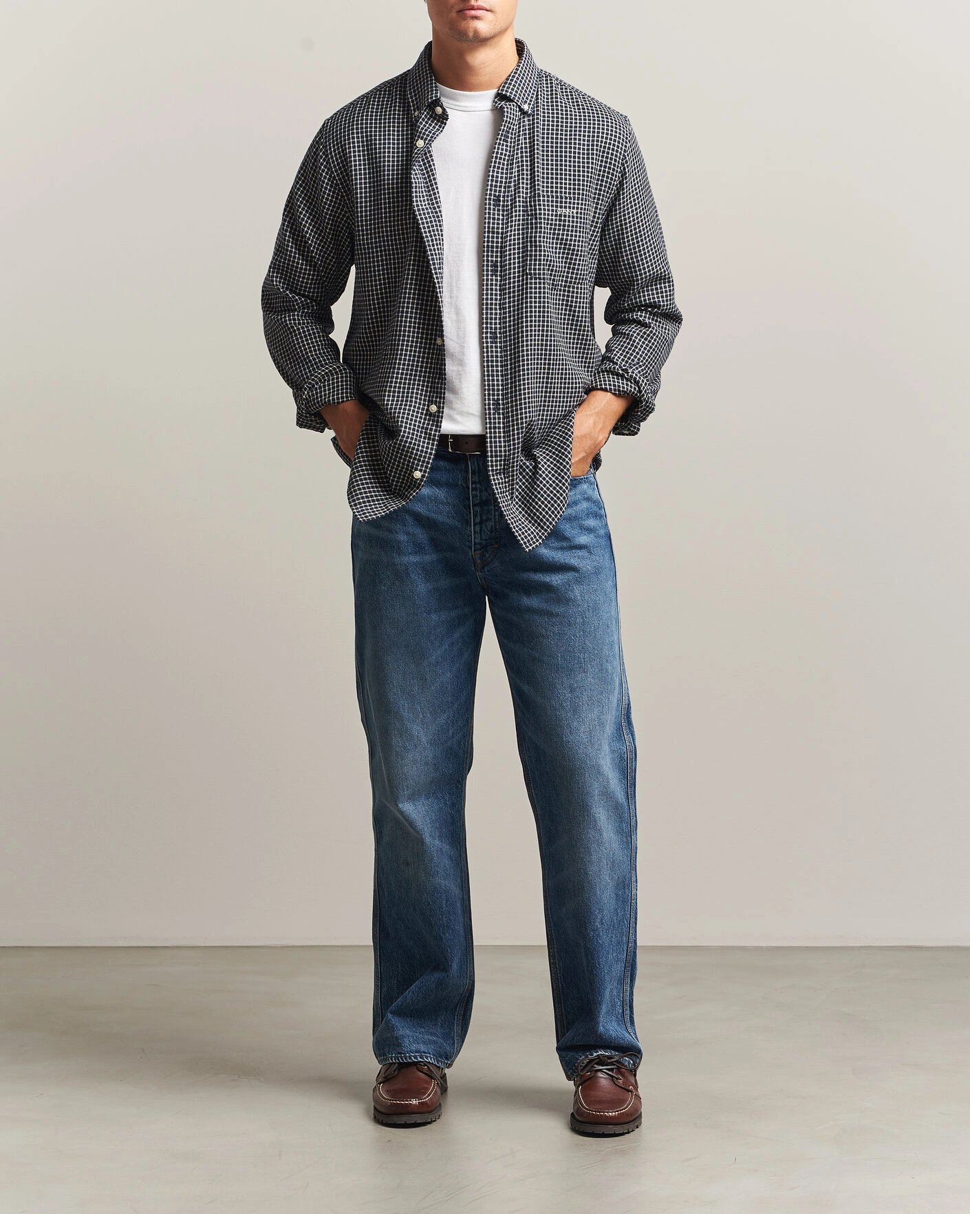 Herr | Skjortor | Gant | Regular Fit Windblown Flannel Checked Shirt Evening Blue