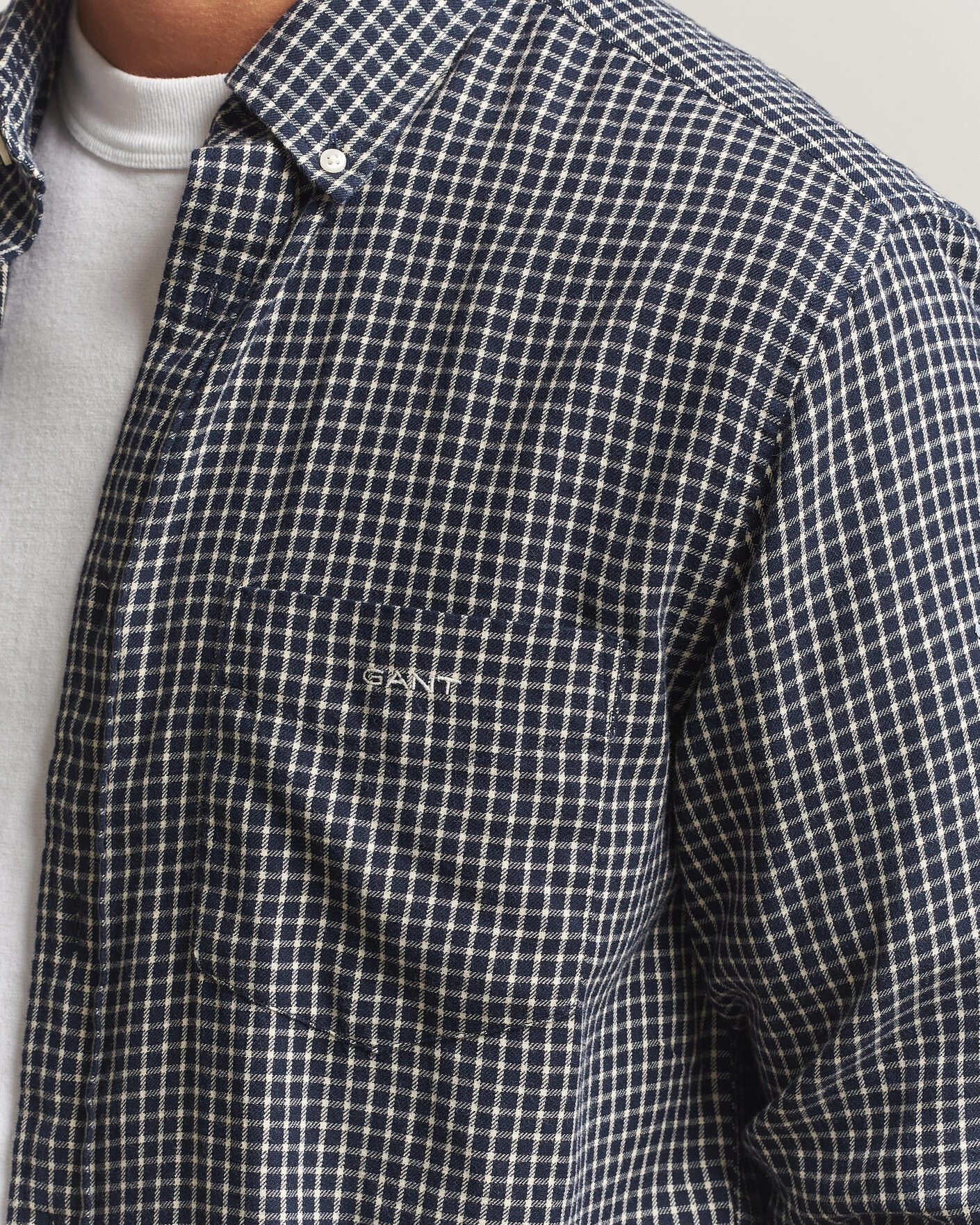 Herr | Skjortor | Gant | Regular Fit Windblown Flannel Checked Shirt Evening Blue