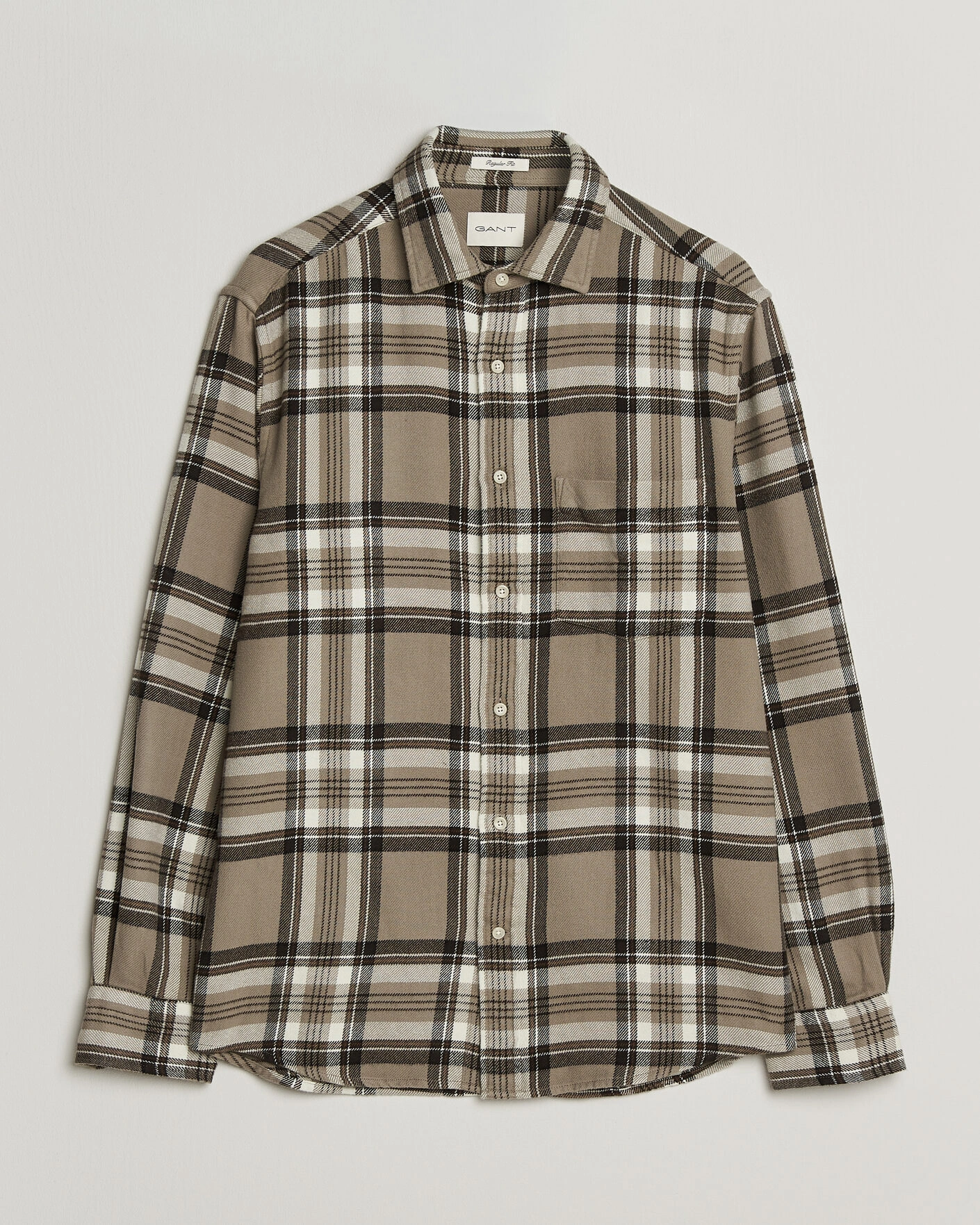 Herr | Skjortor | Gant | Regular Fit Flannel Checked Overshirt Mist Taupe