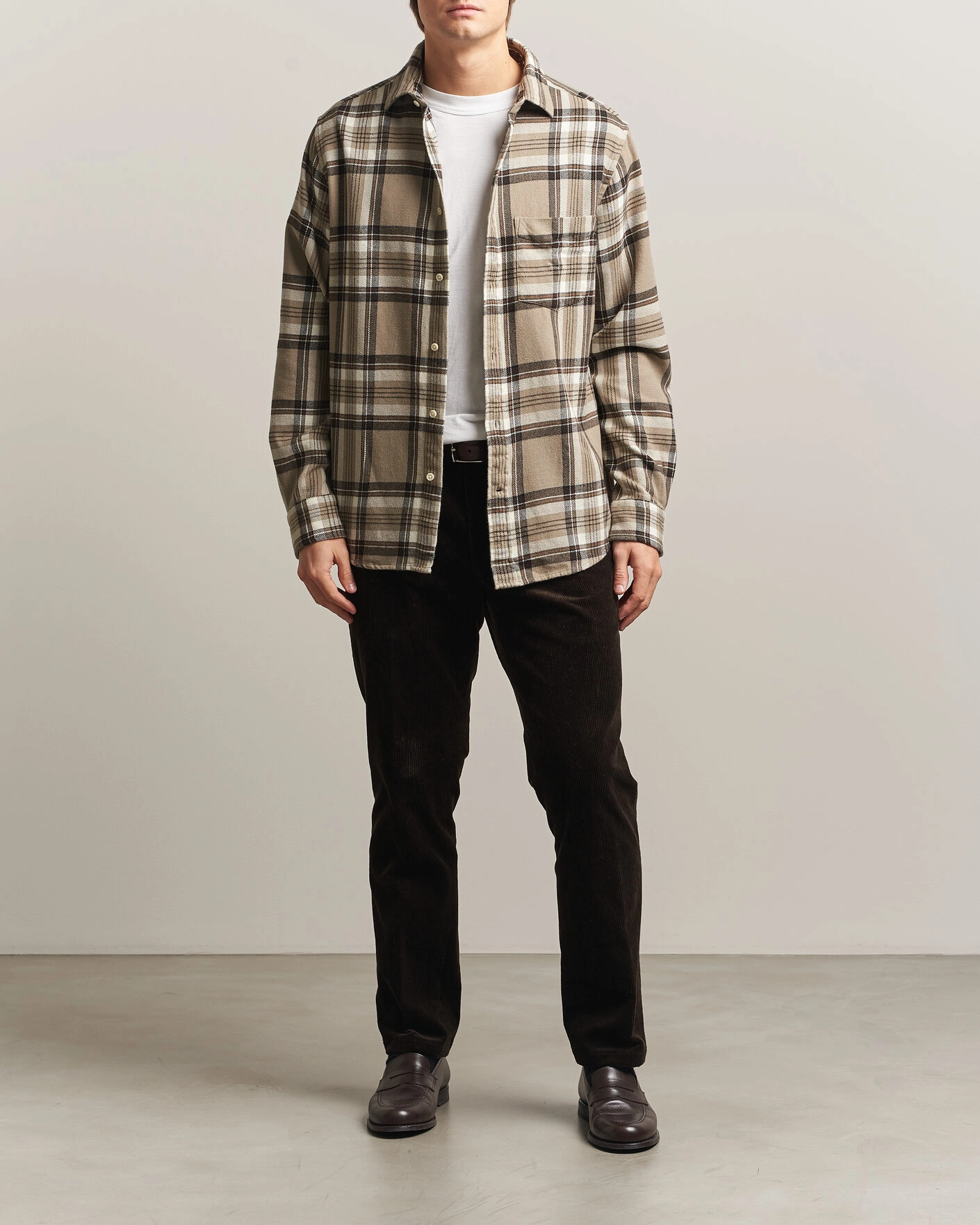Herr | Skjortor | Gant | Regular Fit Flannel Checked Overshirt Mist Taupe