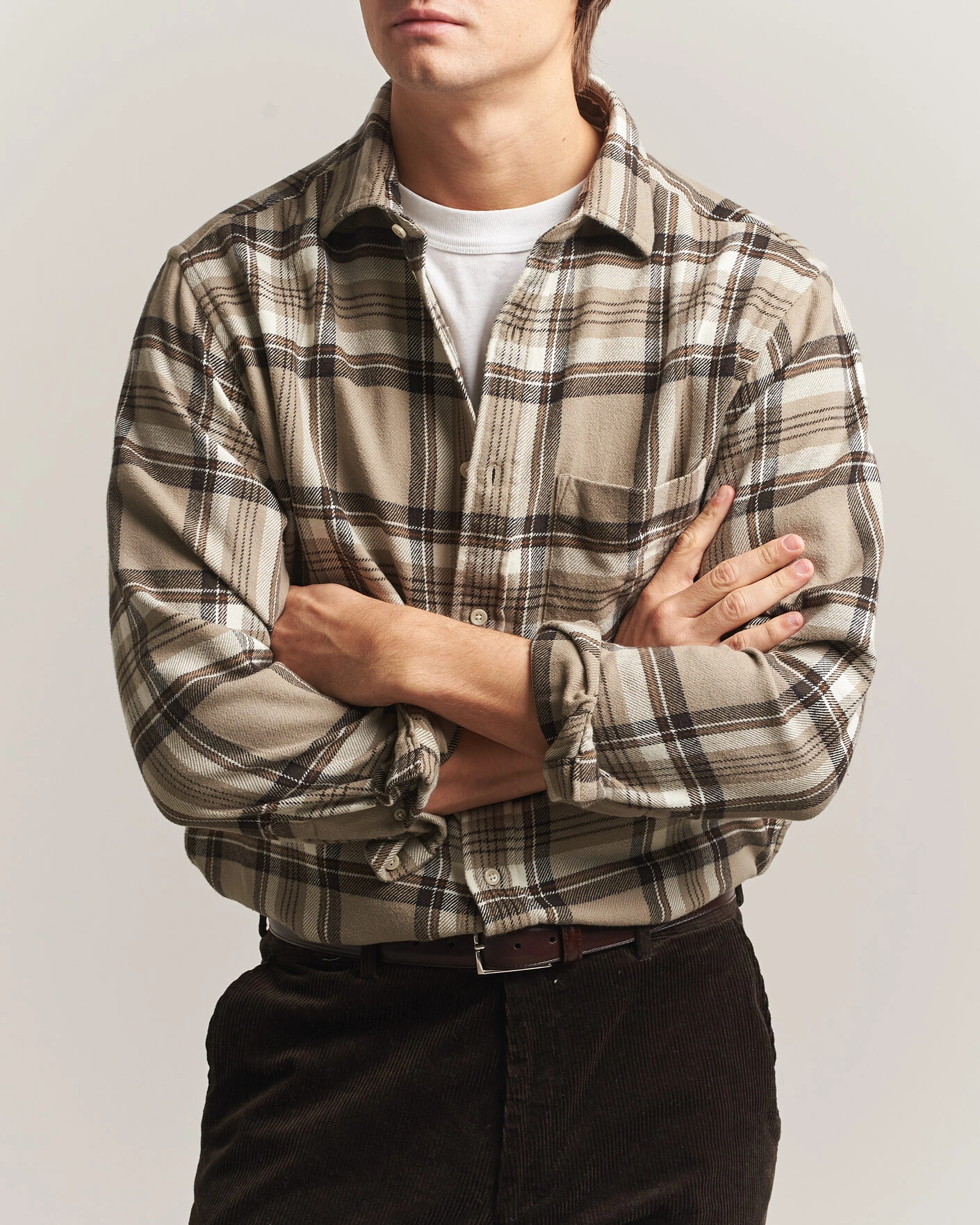 Herr | Skjortor | Gant | Regular Fit Flannel Checked Overshirt Mist Taupe