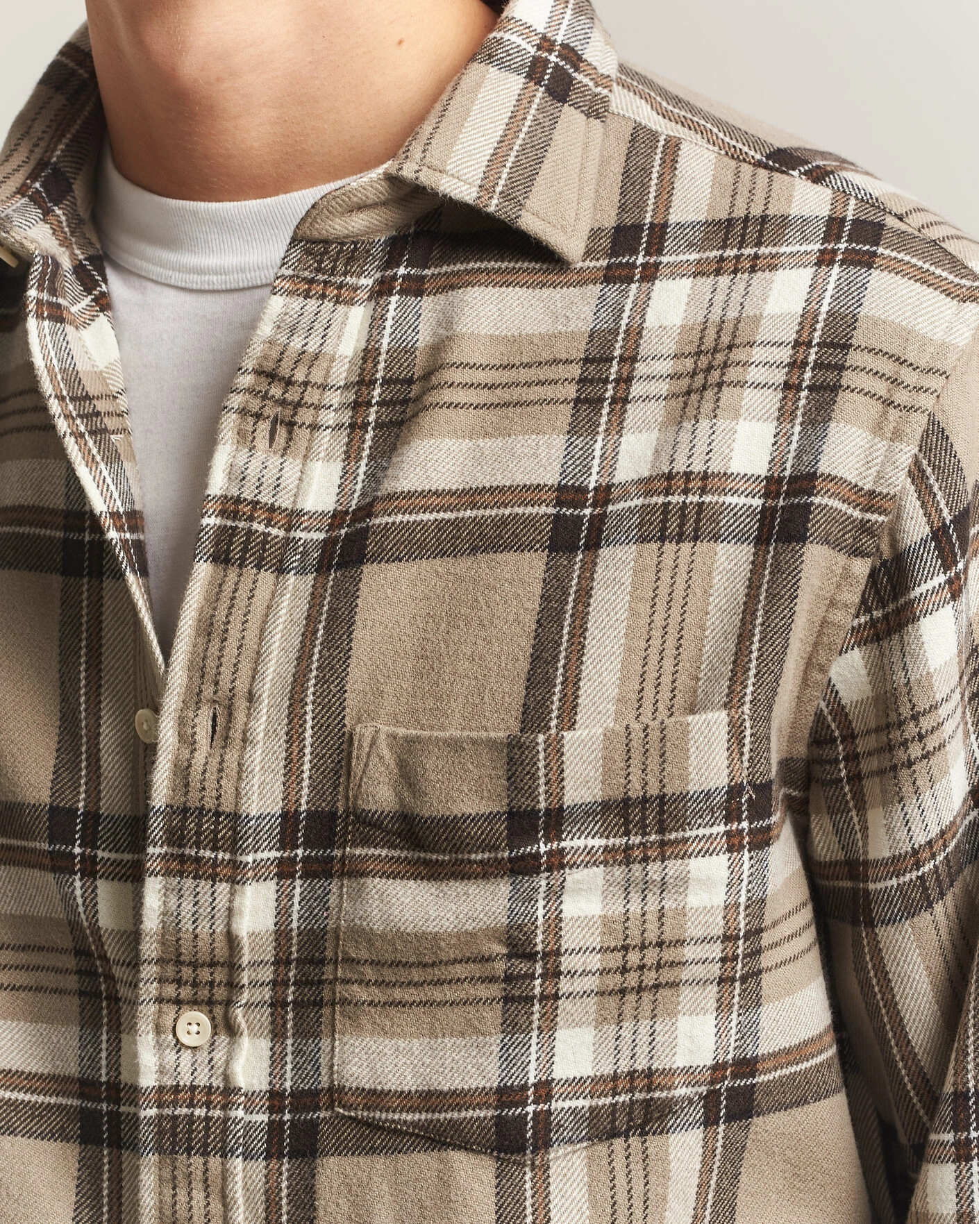 Herr | Skjortor | Gant | Regular Fit Flannel Checked Overshirt Mist Taupe