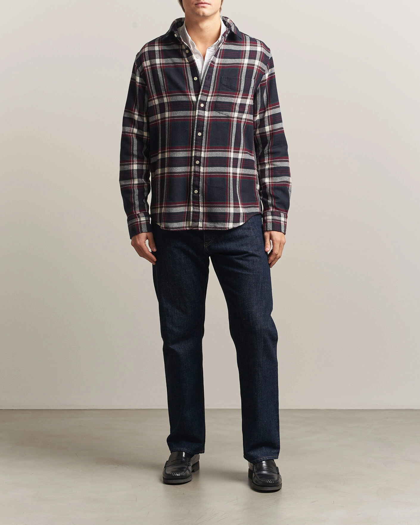 Herr | Skjortor | Gant | Regular Fit Flannel Checked Overshirt Evening Blue
