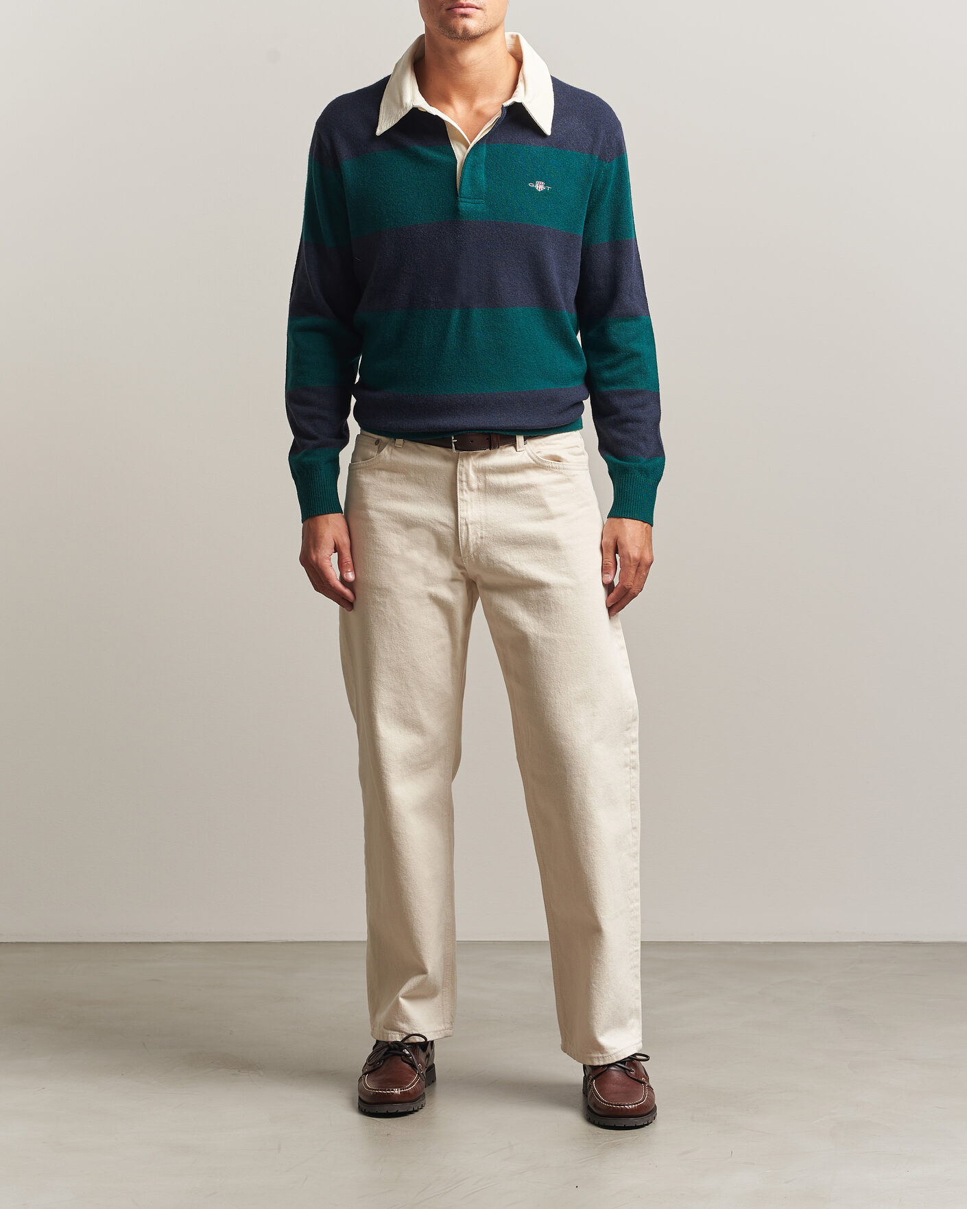 Herr | Tröjor | Gant | Lambswool Barstriped Rugger Dark Emerald