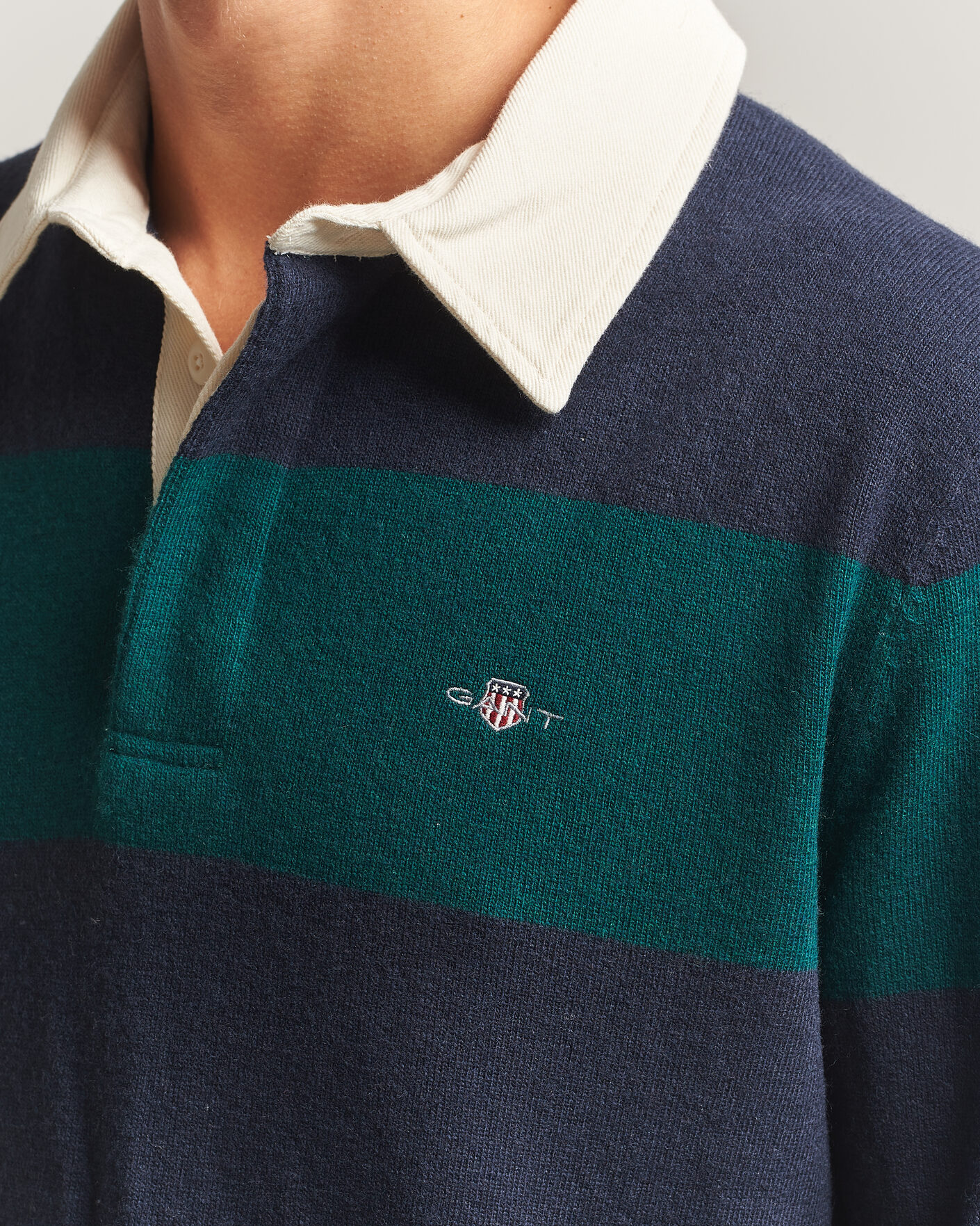 Herr | Tröjor | Gant | Lambswool Barstriped Rugger Dark Emerald