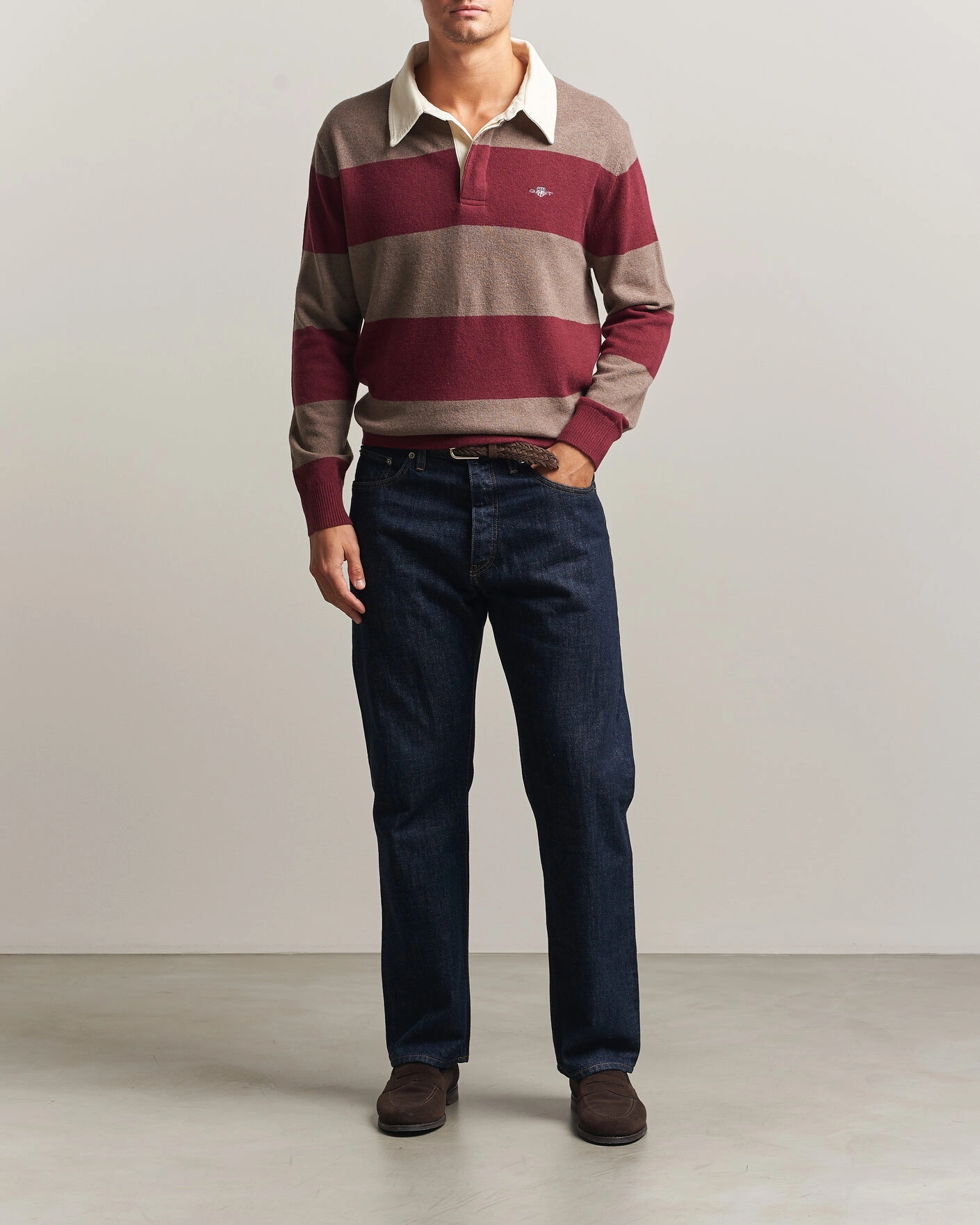 Herr | Tröjor | Gant | Lambswool Barstriped Rugger Deep Grape Wine