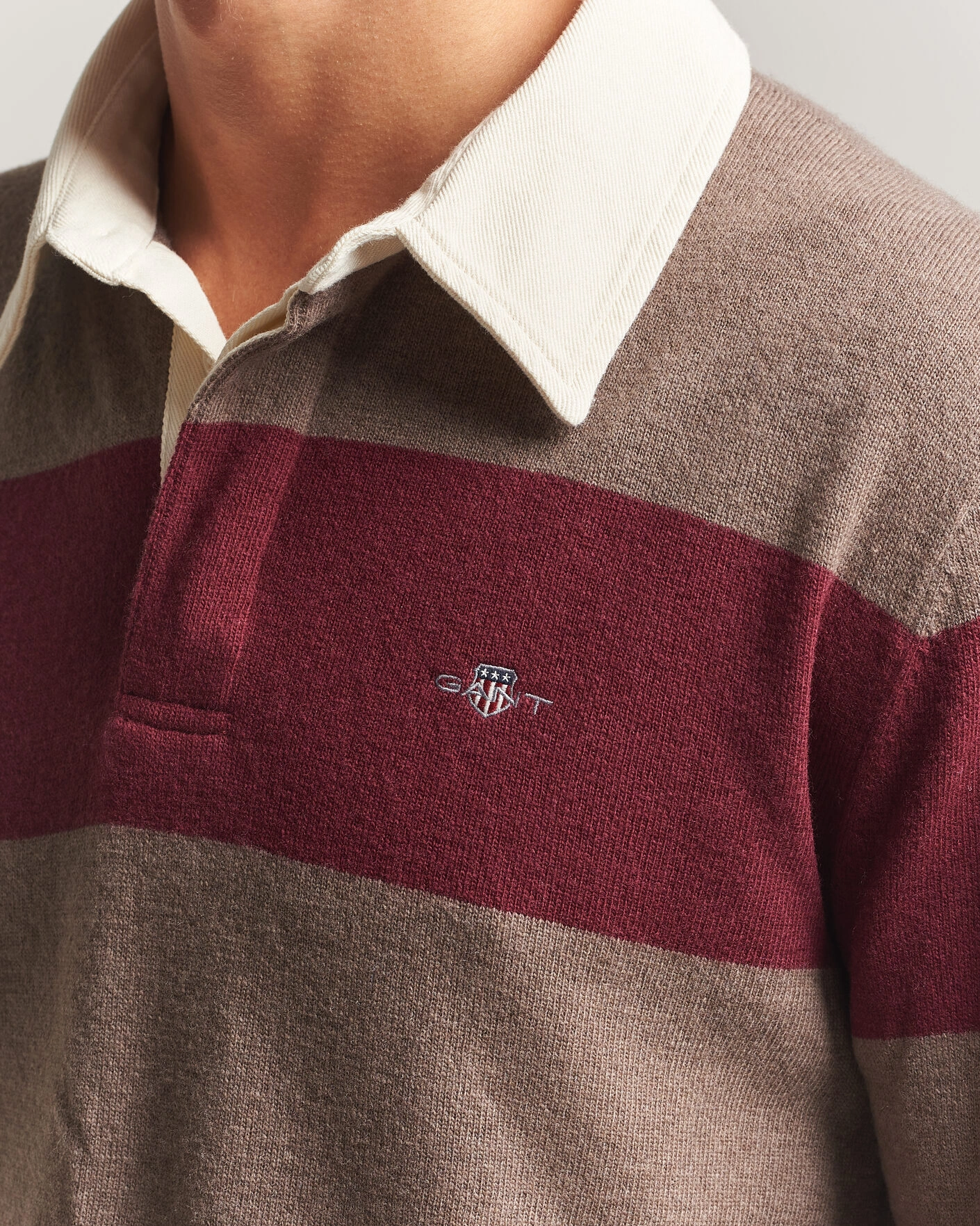 Herr | Tröjor | Gant | Lambswool Barstriped Rugger Deep Grape Wine