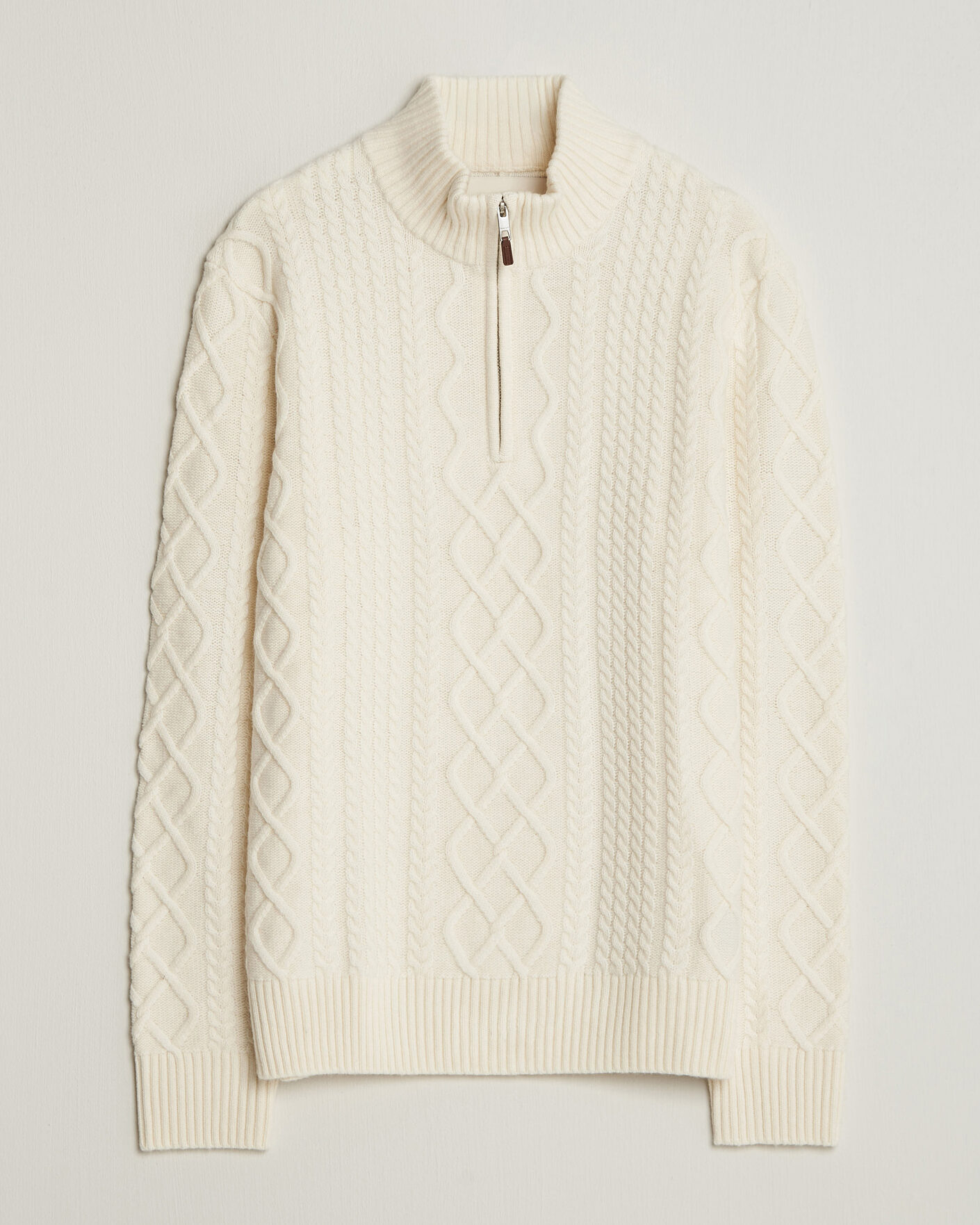 Herr | Tröjor | Gant | Wool Cable Knitted Half Zip Cream